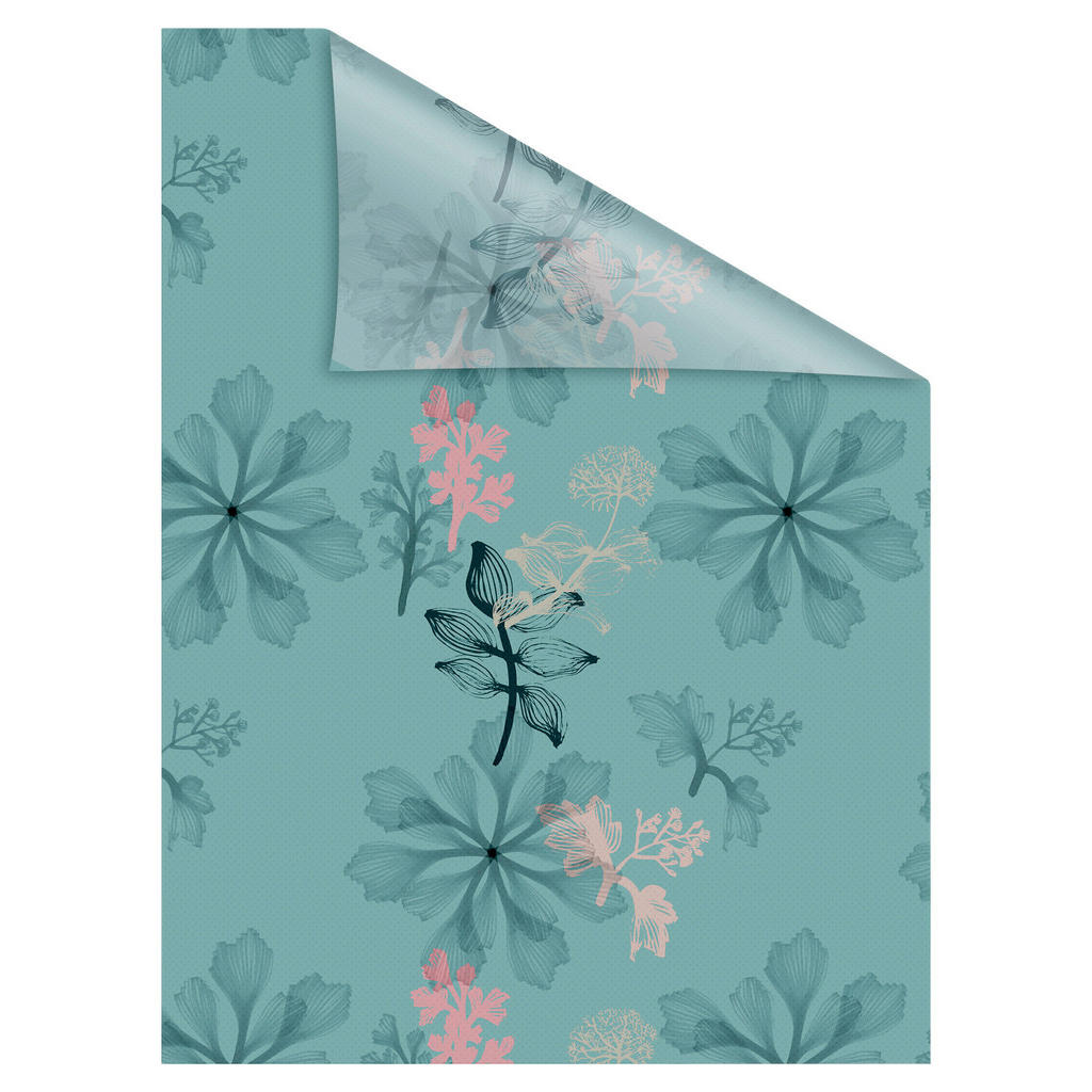 Thumbnail - LICHTBLICK Fensterfolie Aqua Floral Floral Aqua Floral blau B/L: ca. 100x100 cm