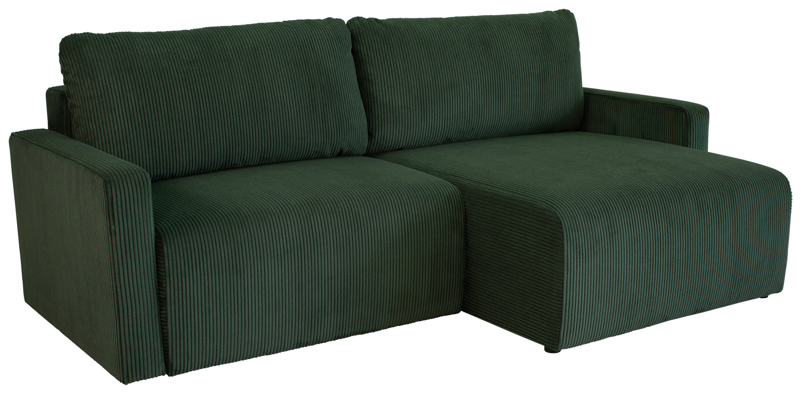 Ecksofa mit Bettfunktion und Bettkasten grün Microfaser B/H/T: ca. 227x92x146 cm