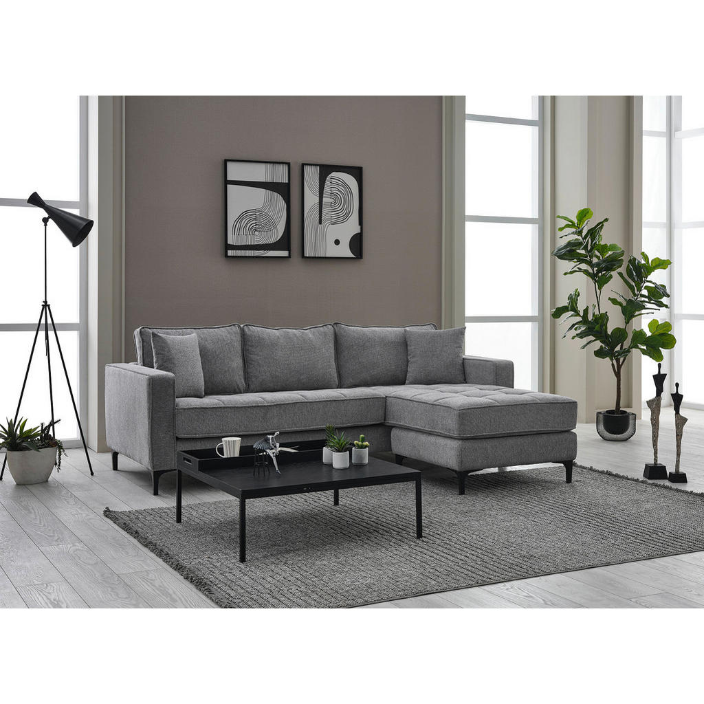 Thumbnail - Ecksofa hellgrau Microfaser B/H/T: ca. 238x67x185 cm