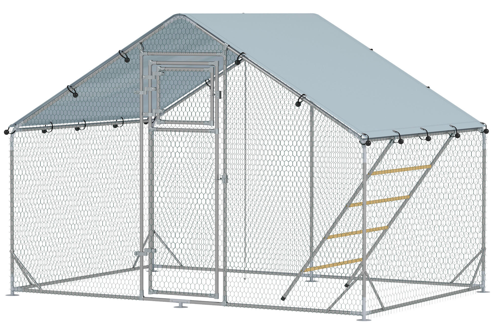 PawHut Hühnerstall silber Stahl B/H/L: ca. 200x195x300 cm