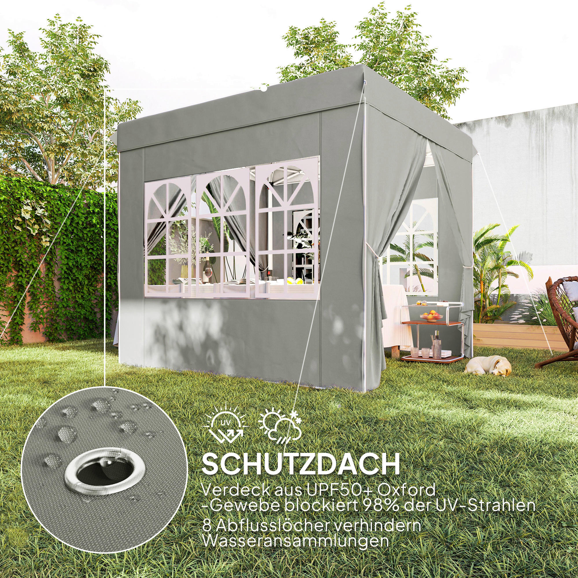 Thumbnail - Outsunny Pavillon hellgrau Polyester B/H/L: ca. 248x270x248 cm