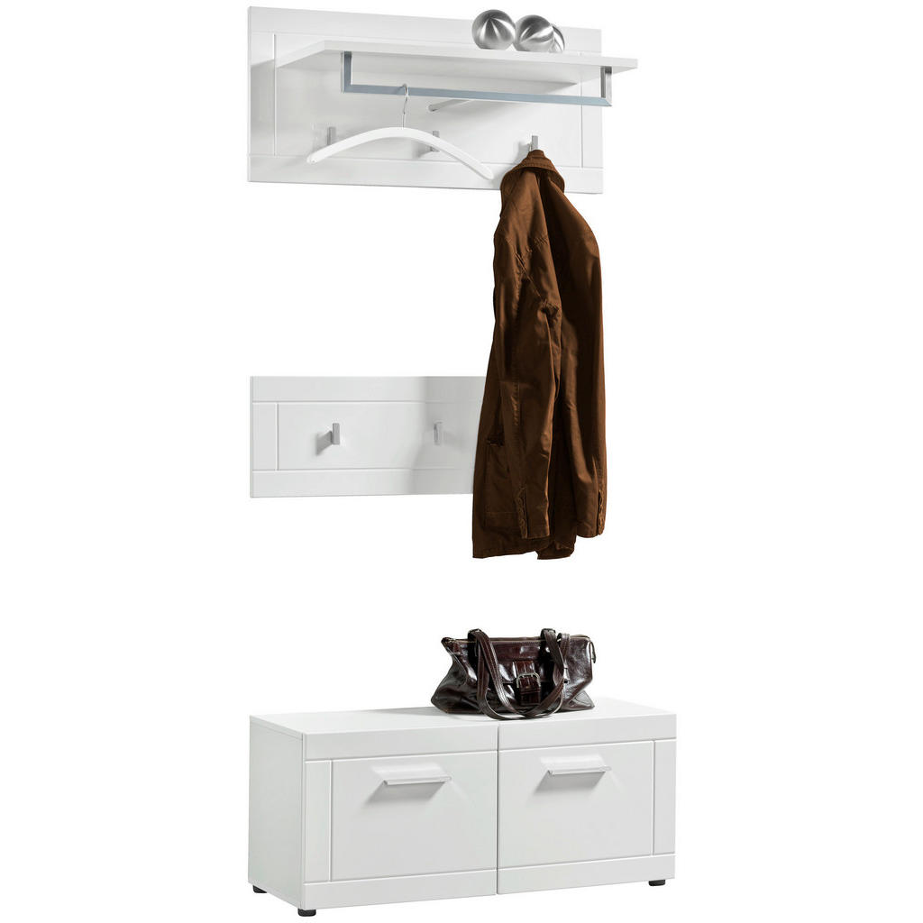 Thumbnail - Sitzbank Atlanta weiß weiß Hochglanz B/H/T: ca. 90x40x35 cm