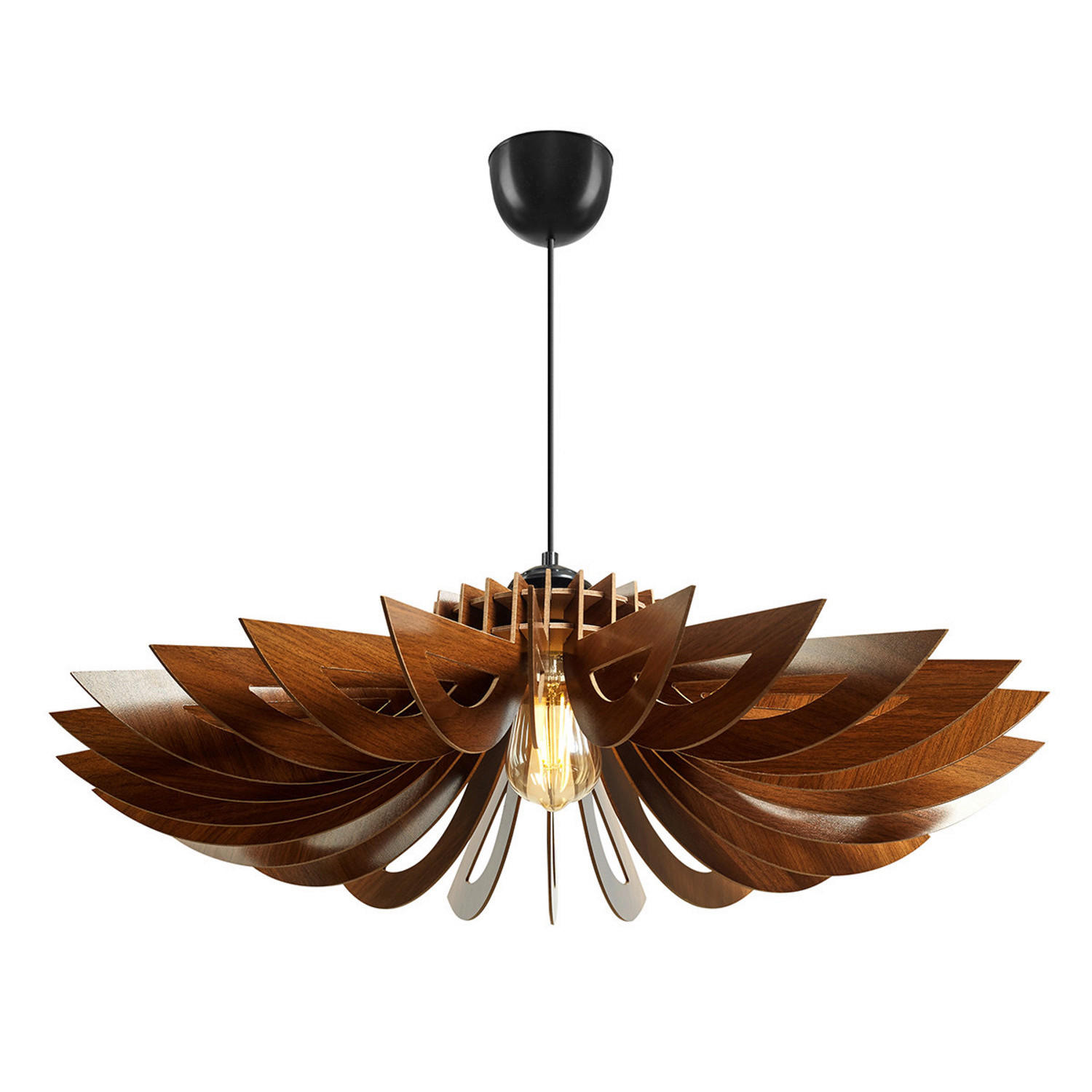 Opviq Pendelleuchte nussbaum MDF B/H/T/L/D: ca. 52x45x52x52x52 cm E27 1 Brennstellen
