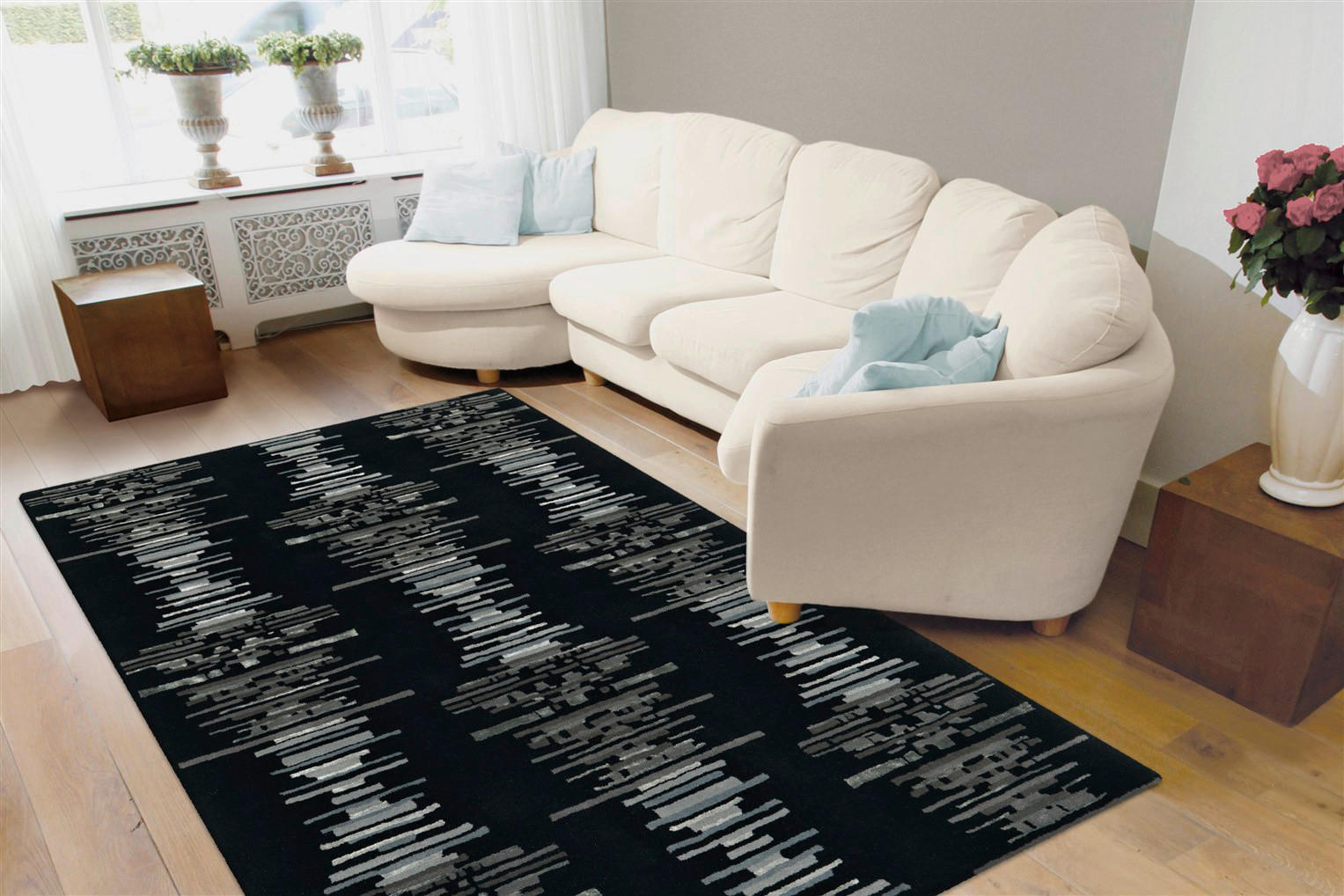 Thumbnail - Arte Espina Kurzflorteppich Satin 8060 anthrazit B/L: ca. 120x180 cm