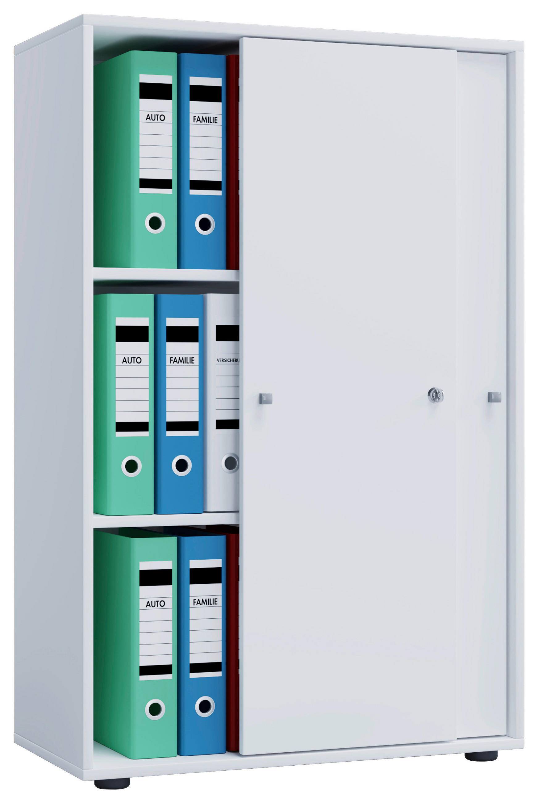 Büroschrank Lona XL mit Schiebetüren weiß B/H/T: ca. 70x110x37 cm