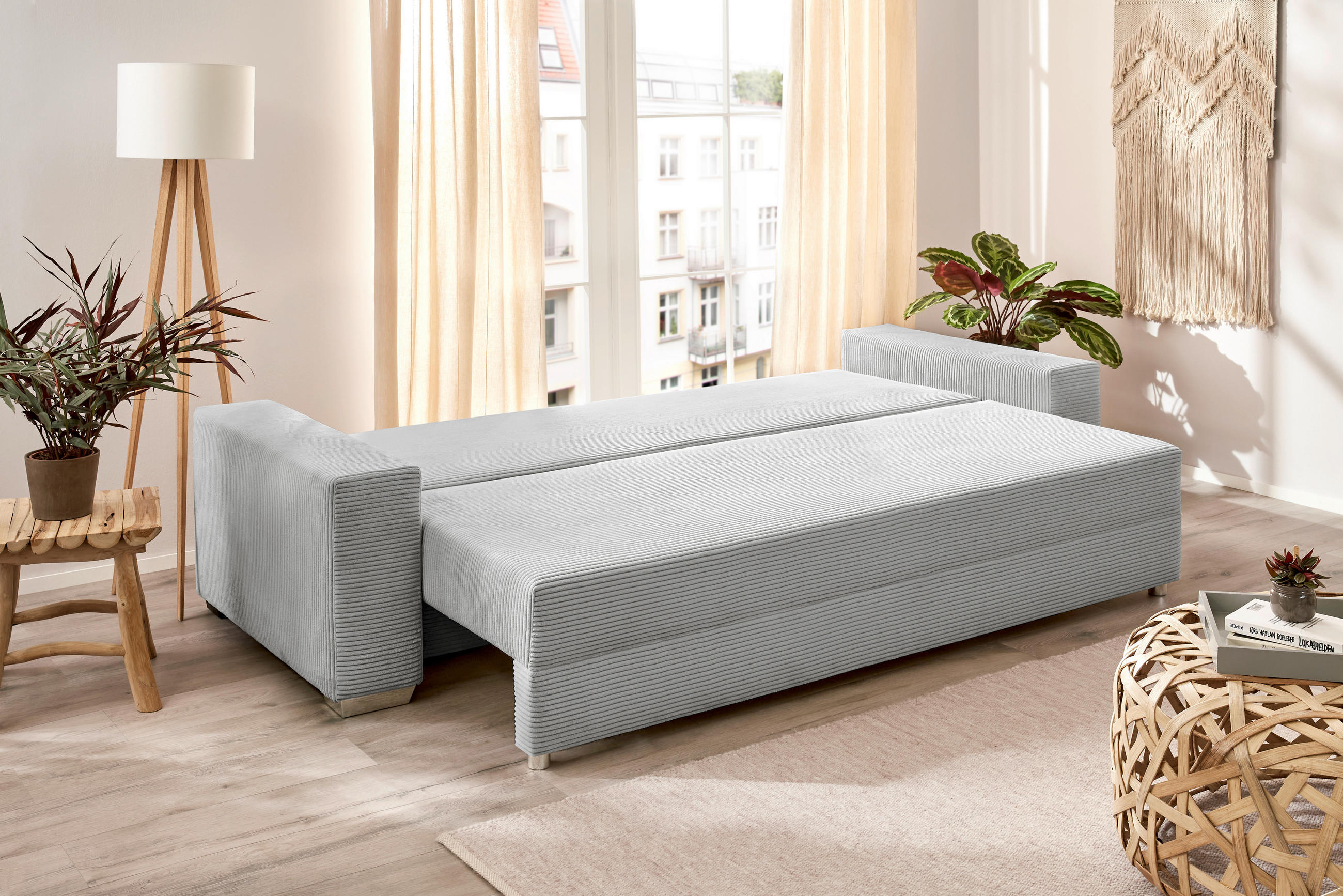 Thumbnail - Schlafsofa Turin silber Kunststoff B/H/T: ca. 240x74x95 cm