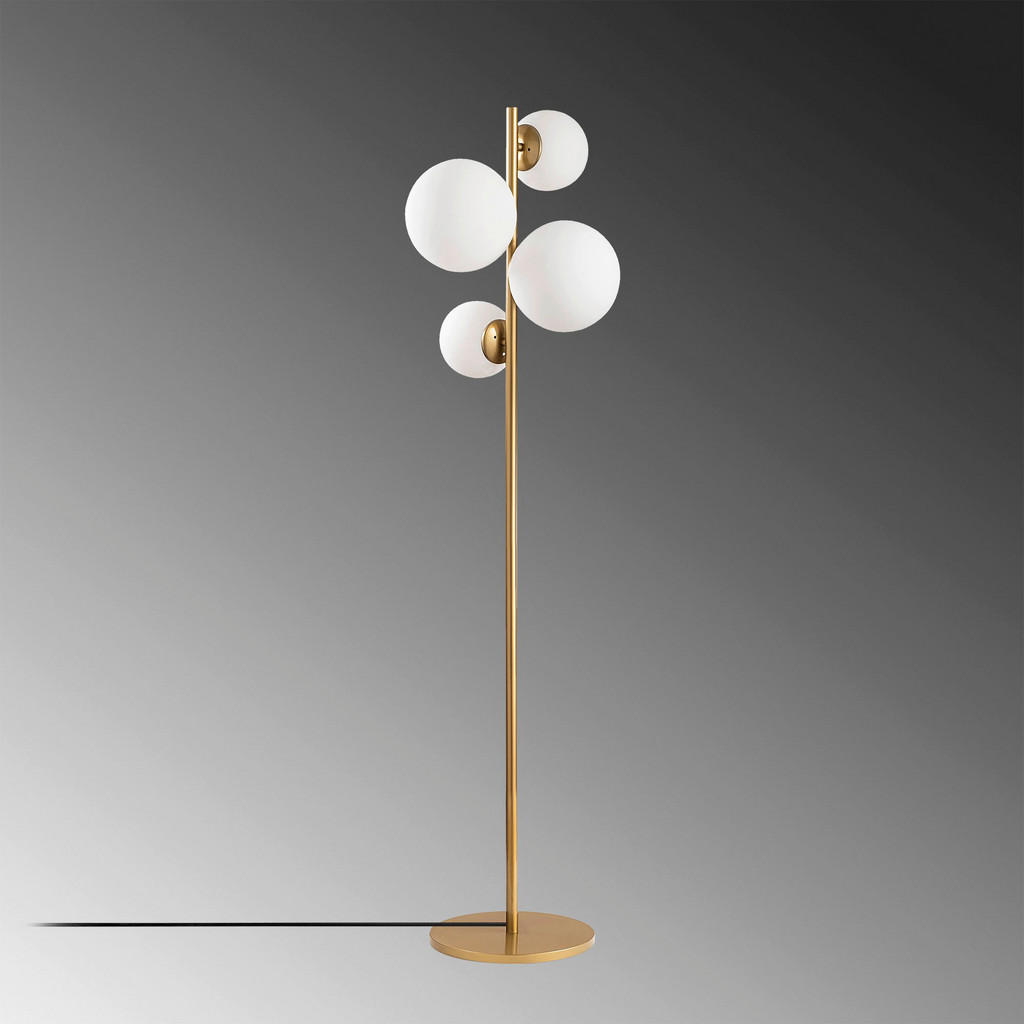 Thumbnail - Opviq Stehleuchte gold Glas Metall B/H/T/L/D: ca. 33x162x33x33x33 cm E14 4 Brennstellen