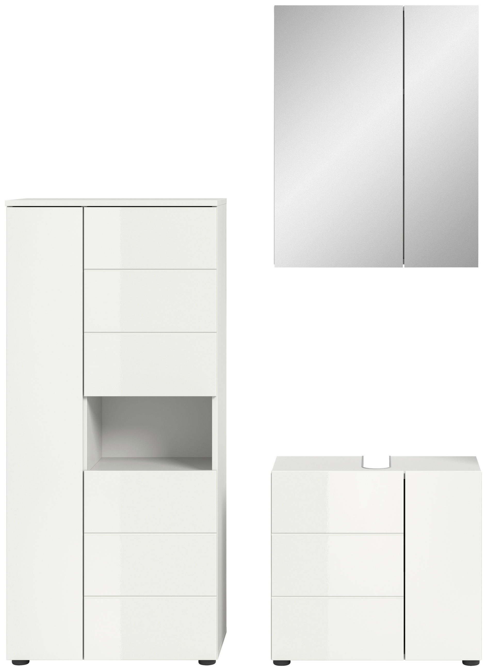 Badezimmer-Set VIRA weiß weiß Hochglanz B/H/T: ca. 135x190x34 cm