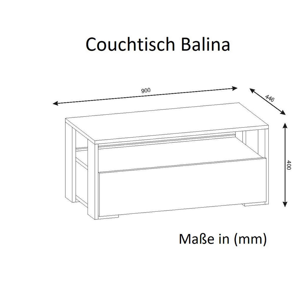 Thumbnail - Couchtisch Balina weiß B/H/T: ca. 90x40x45 cm