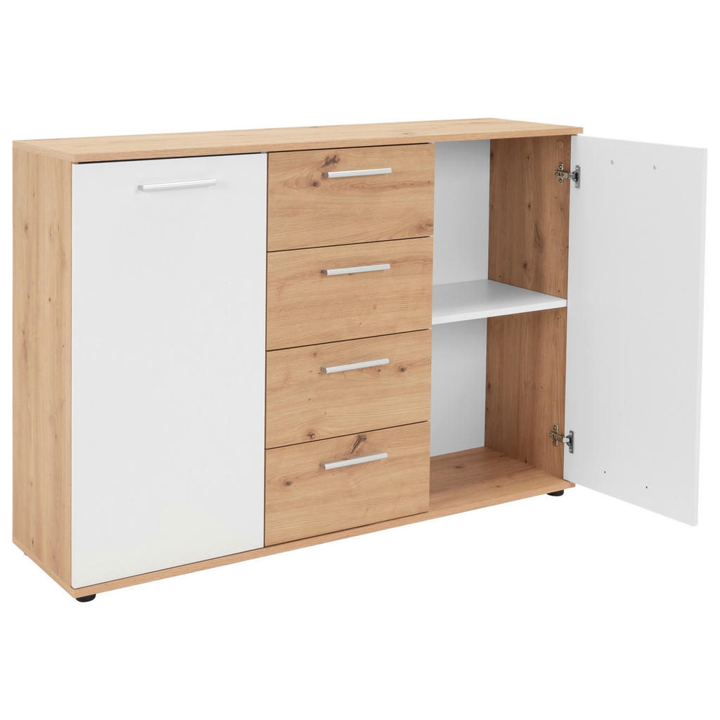 Thumbnail - Kommode Jacky 2 Eiche Artisan Nachbildung weiß B/H/T: ca. 120x85x35 cm