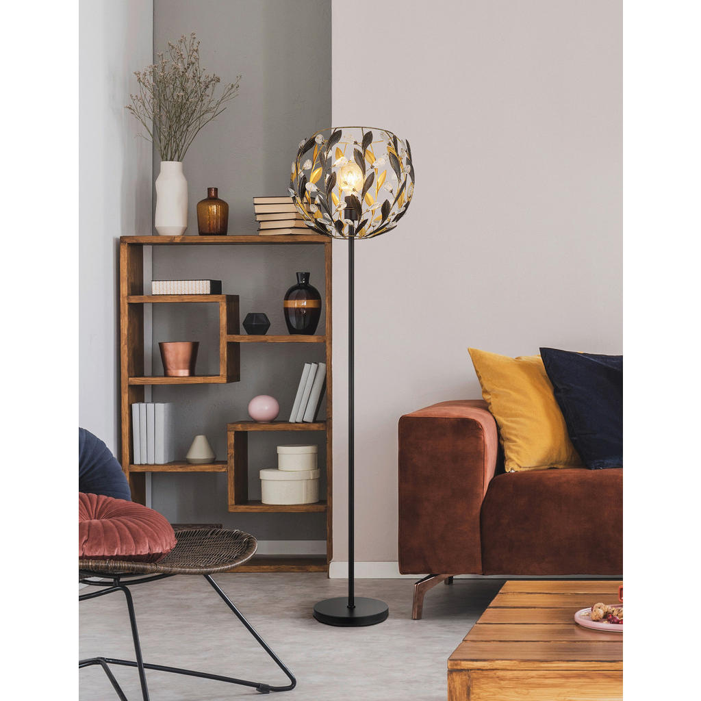 Thumbnail - GLOBO Stehleuchte MIKA 15759S schwarz gold Metall H/D: ca. 157x40 cm E27 1 Brennstellen