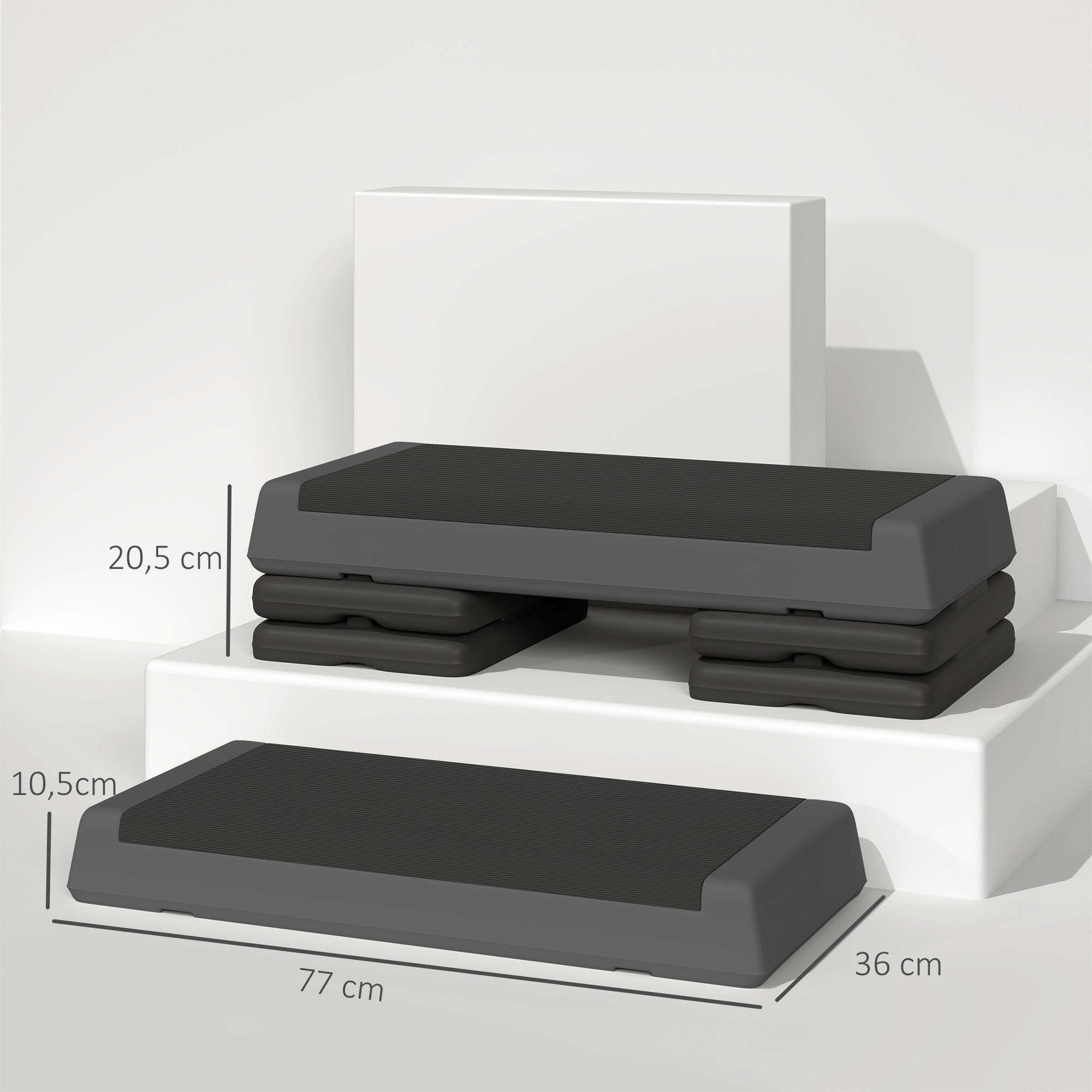 Thumbnail - SPORTNOW Aerobic-Stepper grau B/H/L: ca. 36x20,5x77 cm