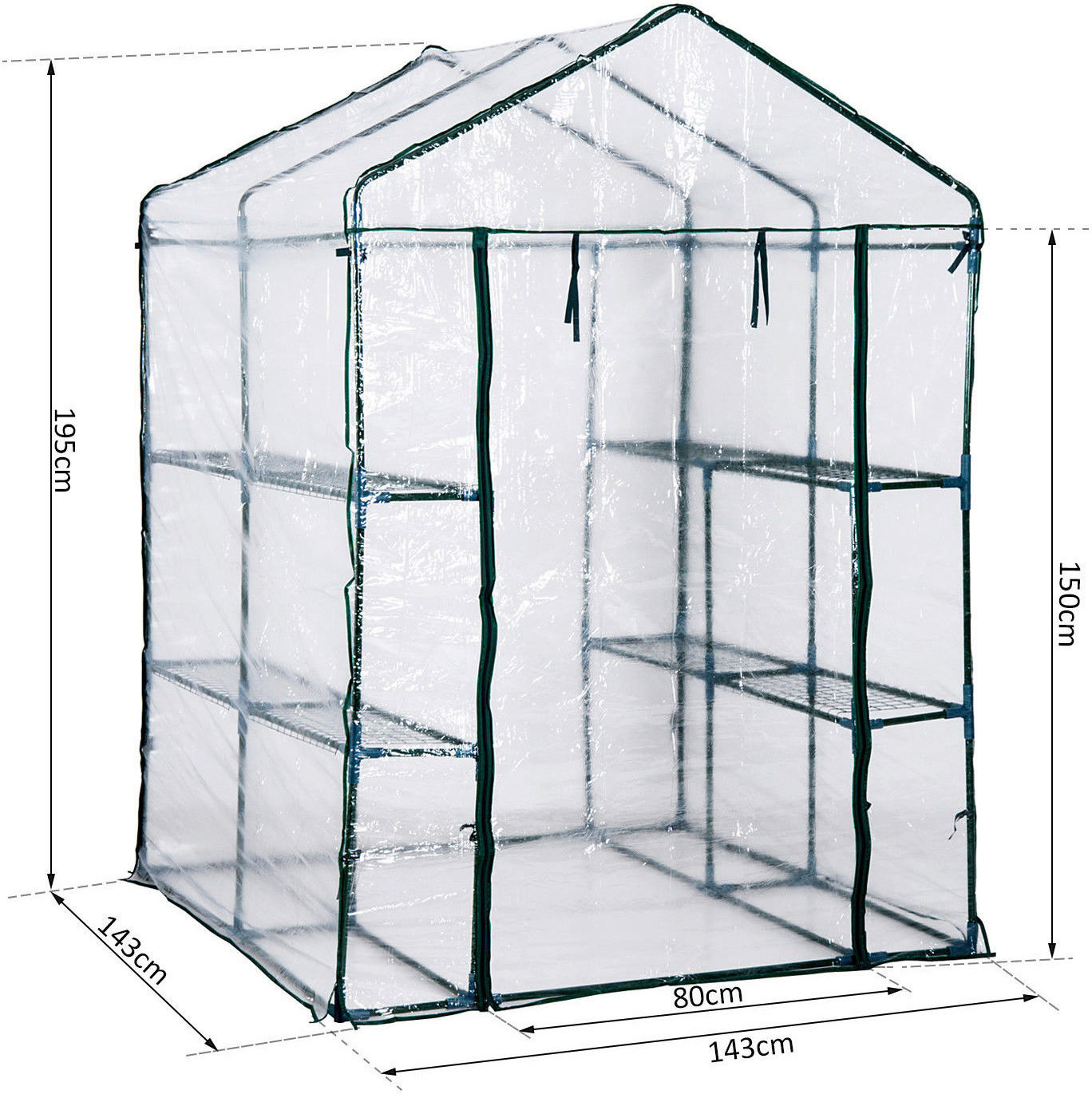 Outsunny Gewächshaus B/H/L: ca. 143x195...