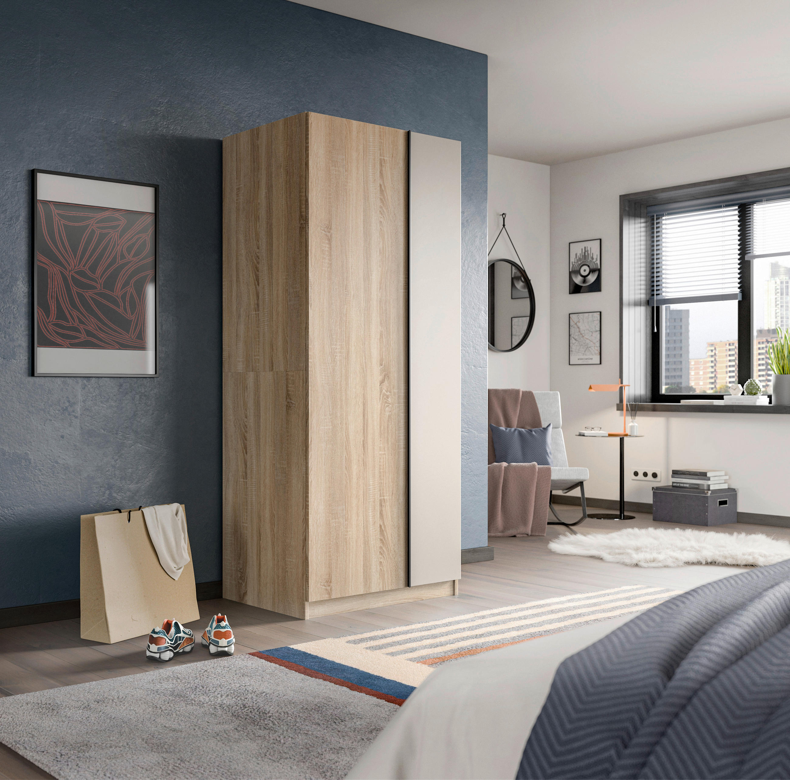 Thumbnail - Kleiderschrank OAKLAND Eiche Sonoma Nachbildung Cashmere B/H/T: ca. 80x183x53 cm