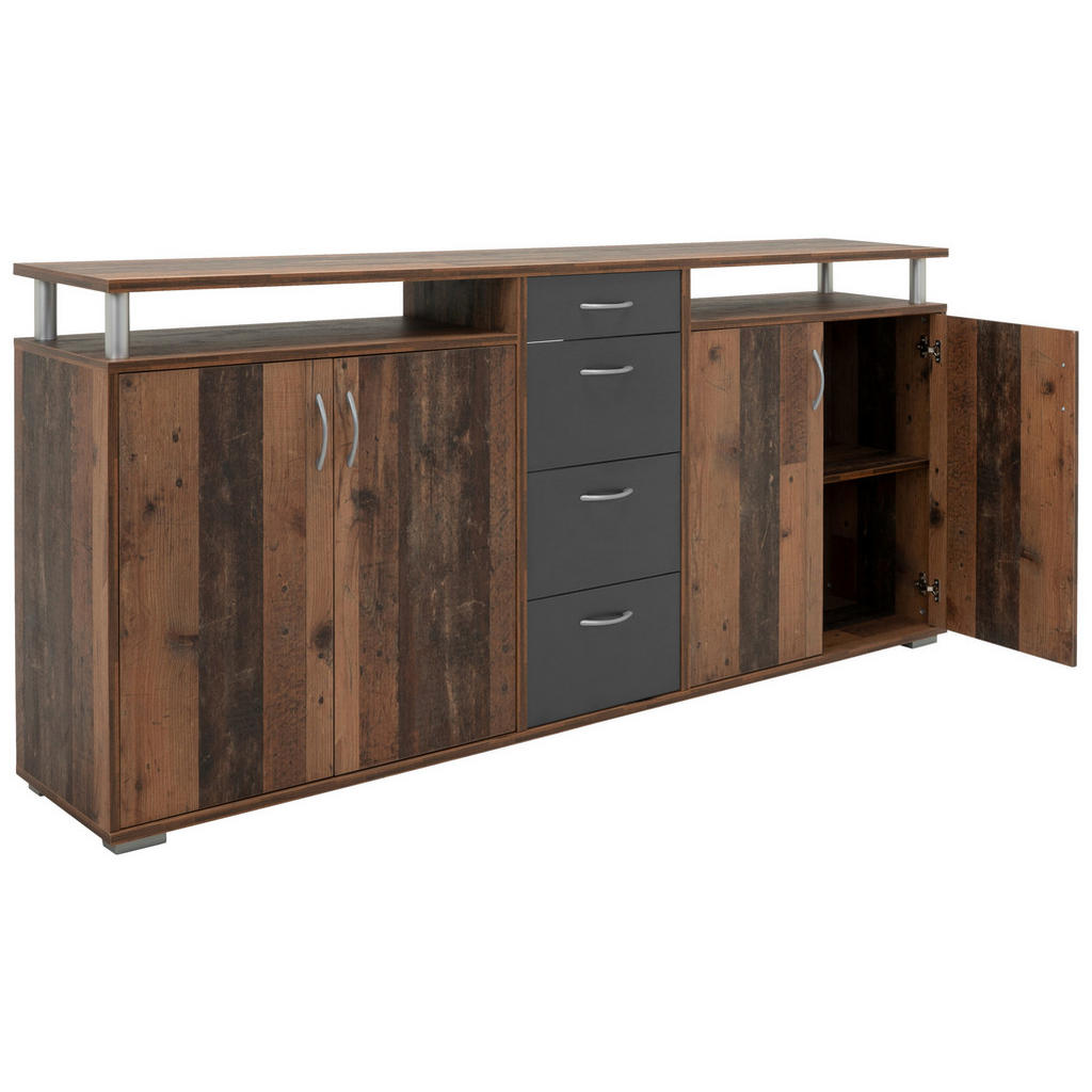Thumbnail - Sideboard Maximo Old Wood Nachbildung anthrazit B/H/T: ca. 208x94x38 cm