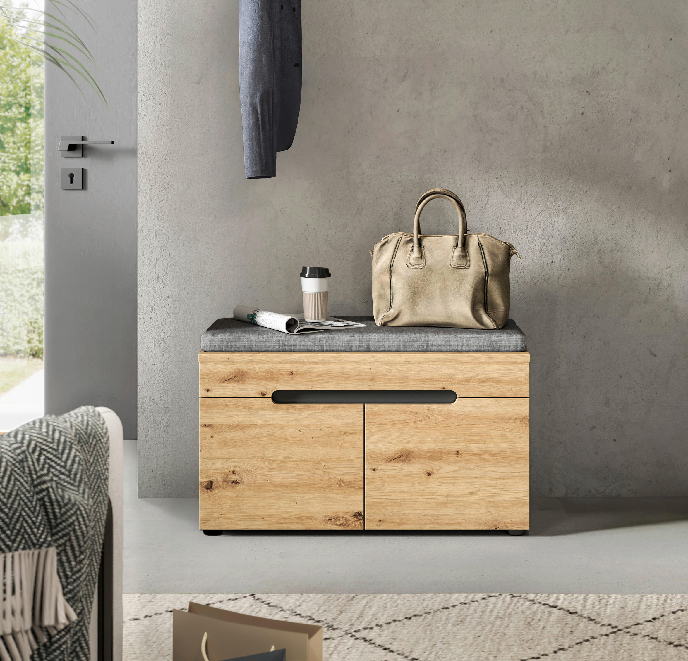 Thumbnail - Sitzbank Canu basaltgrau Nachbildung Artisan Nachbildung B/H/T: ca. 80x45x37 cm