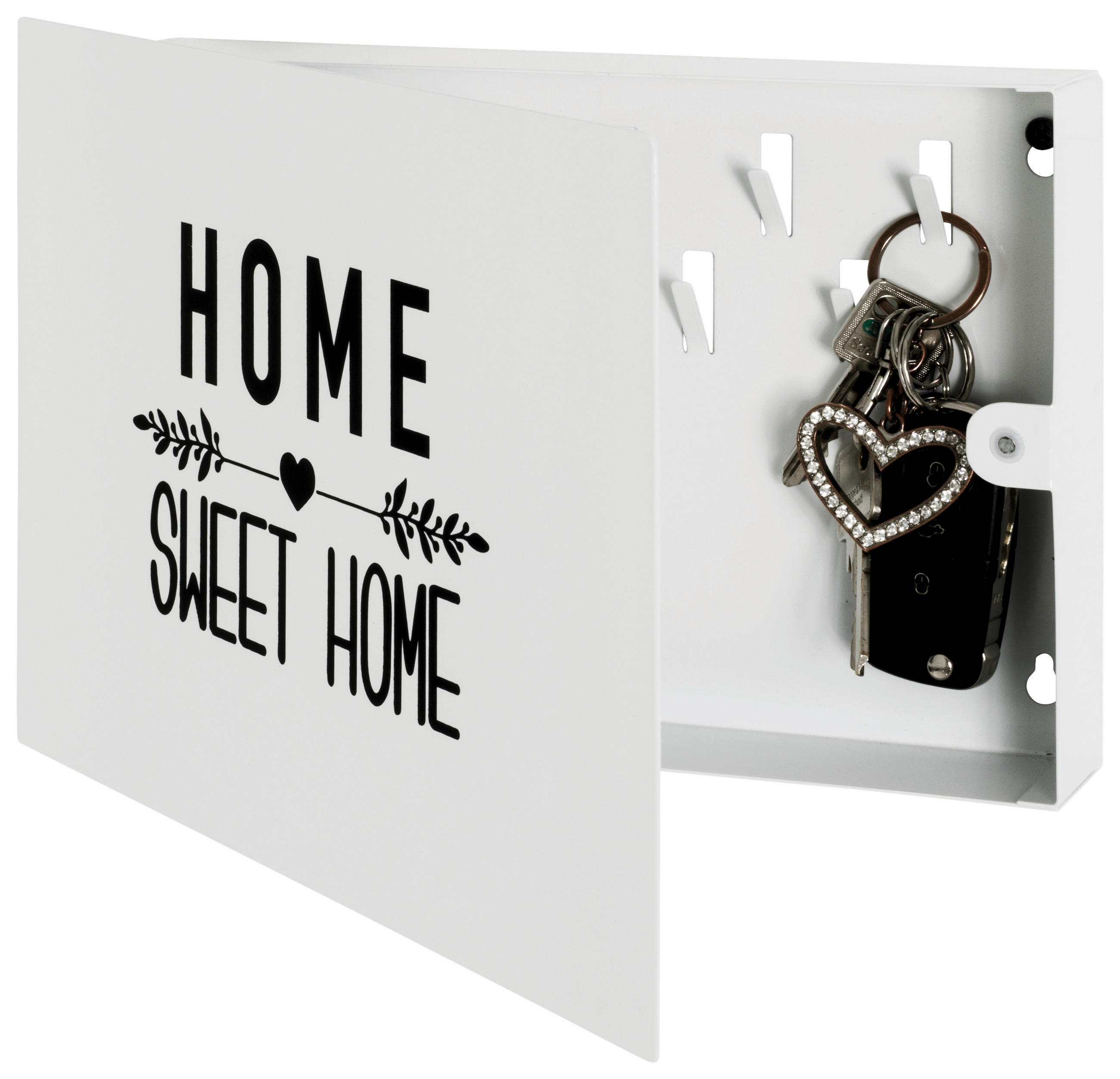 Thumbnail - Schlüsselkasten  weiß lackiert Metall B/H/T: ca. 28x19x4 cm