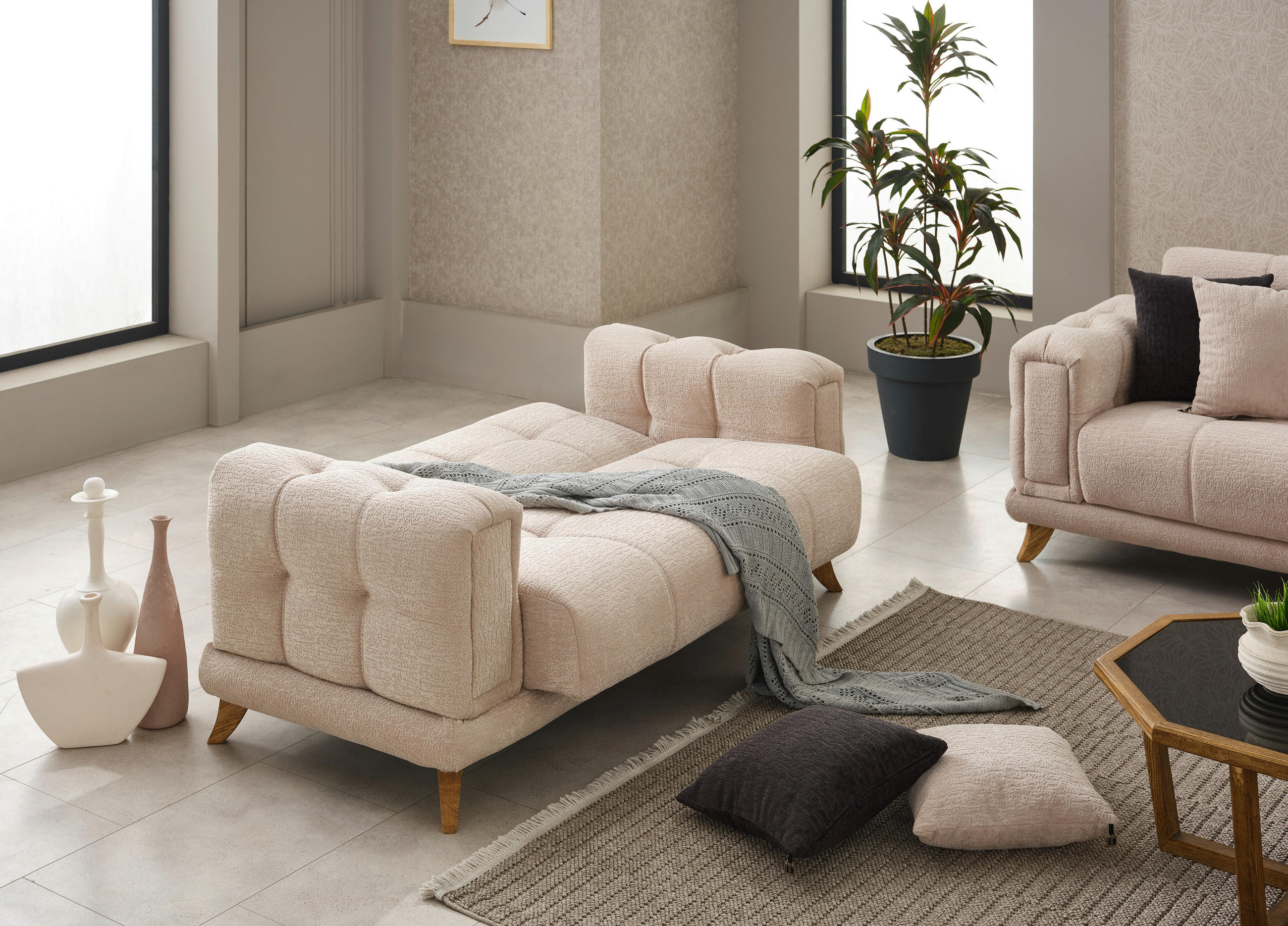 Thumbnail - Sofa 3-2-1 Rixos beige Webstoff