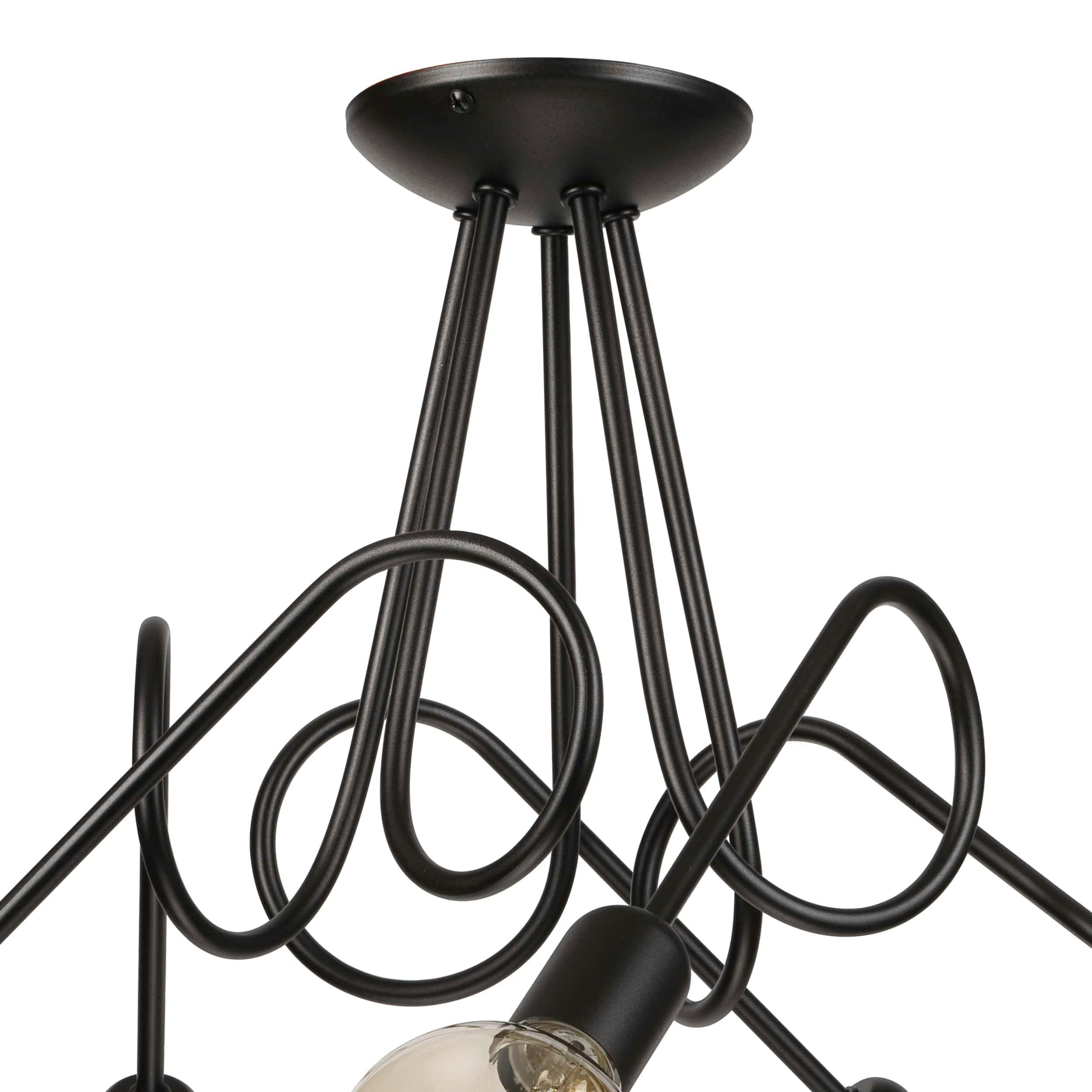 Thumbnail - Lamkur Kronleuchter schwarz Stahl B/H/L: ca. 39x54x54 cm E27 5 Brennstellen