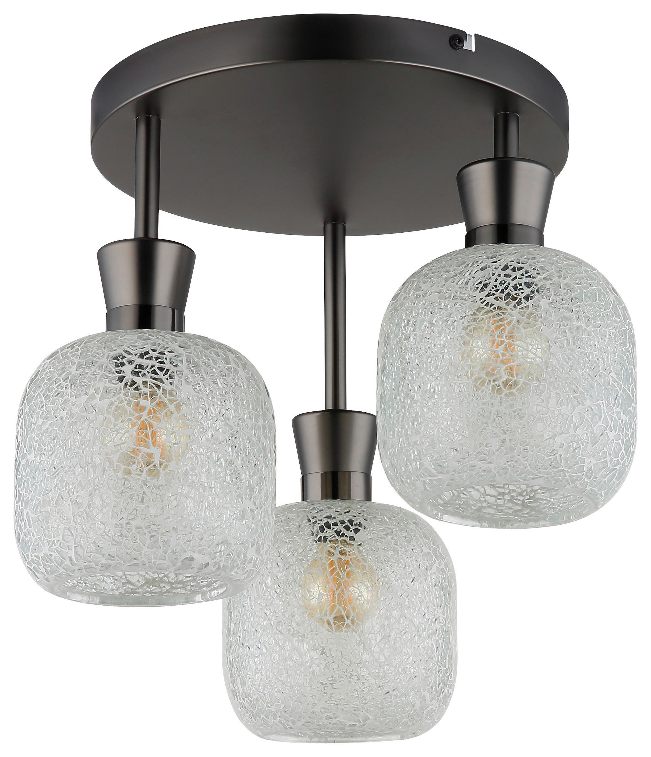 GLOBO Deckenleuchte Chrom schwarz Metall Glas B/H/L: ca. 21x32x29 cm 3 Brennstellen