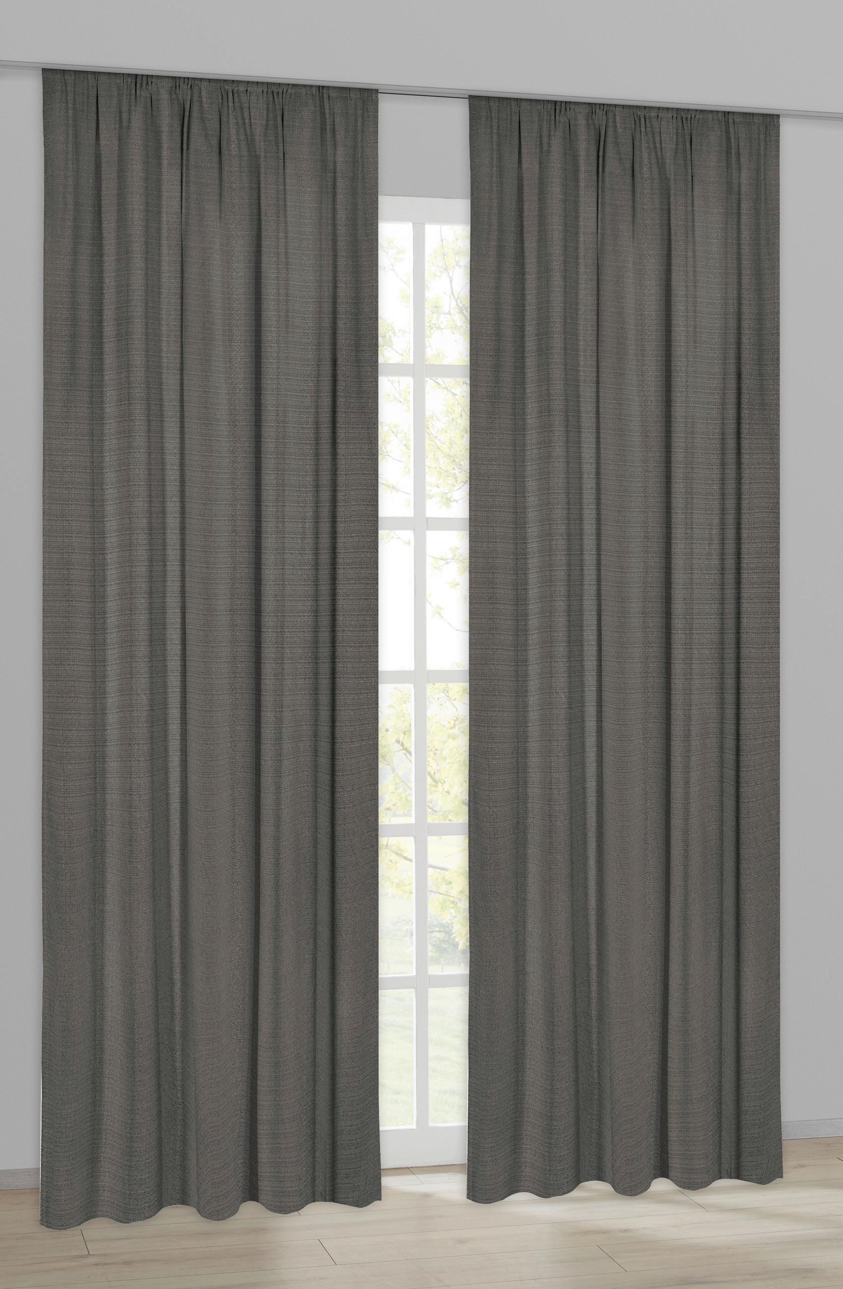 Dekovorhang Leo grau B/L: ca. 135x300 cm