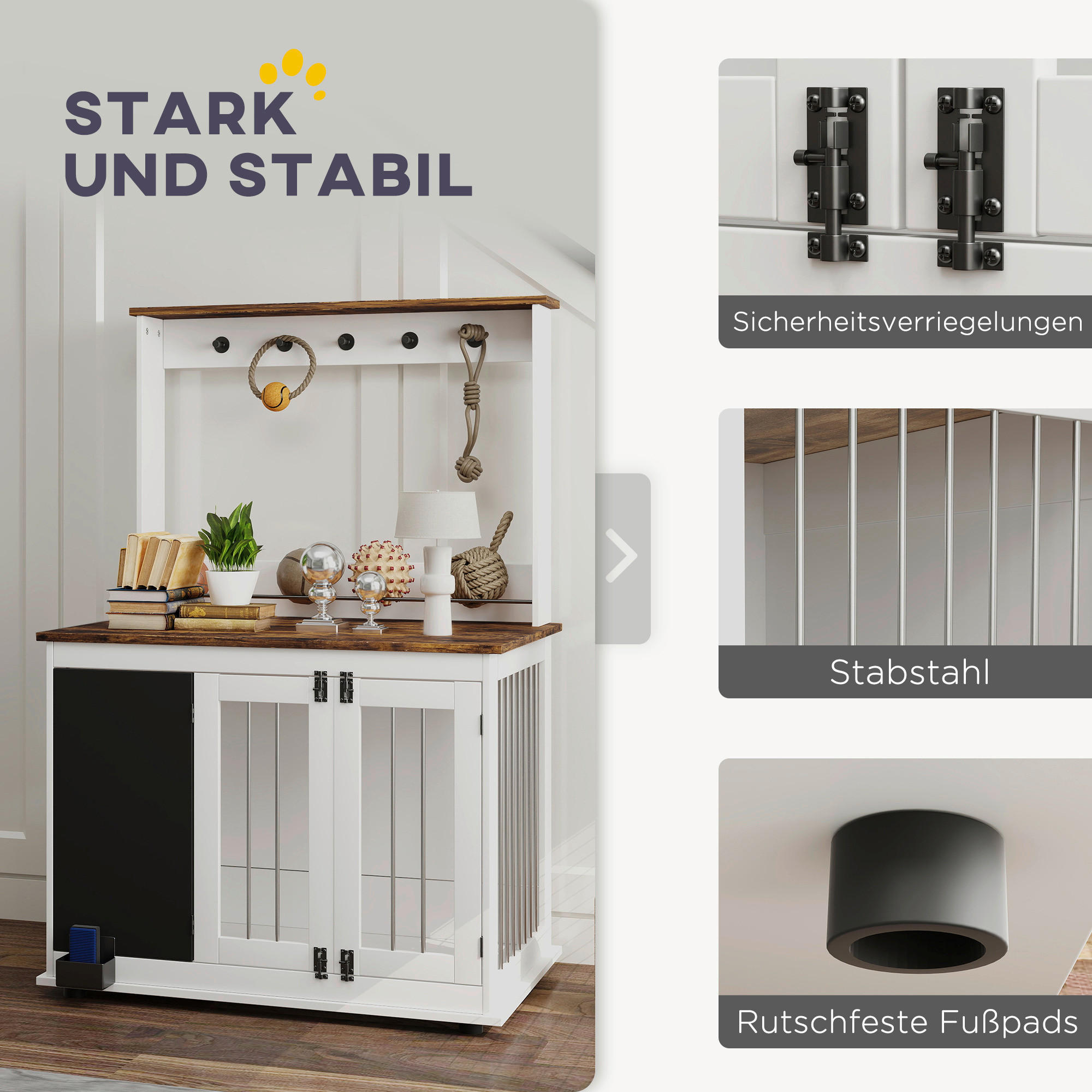 Thumbnail - PawHut Hundekäfig weiß Stahl B/H/L: ca. 65x150x98 cm