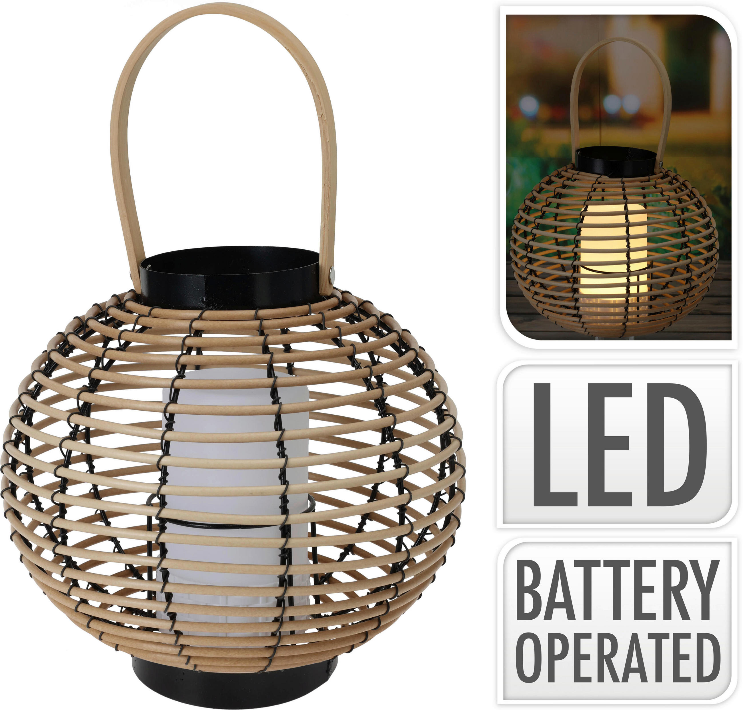 Thumbnail - LED-Laterne Polypropylen B/H/L: ca. 27x25x20 cm