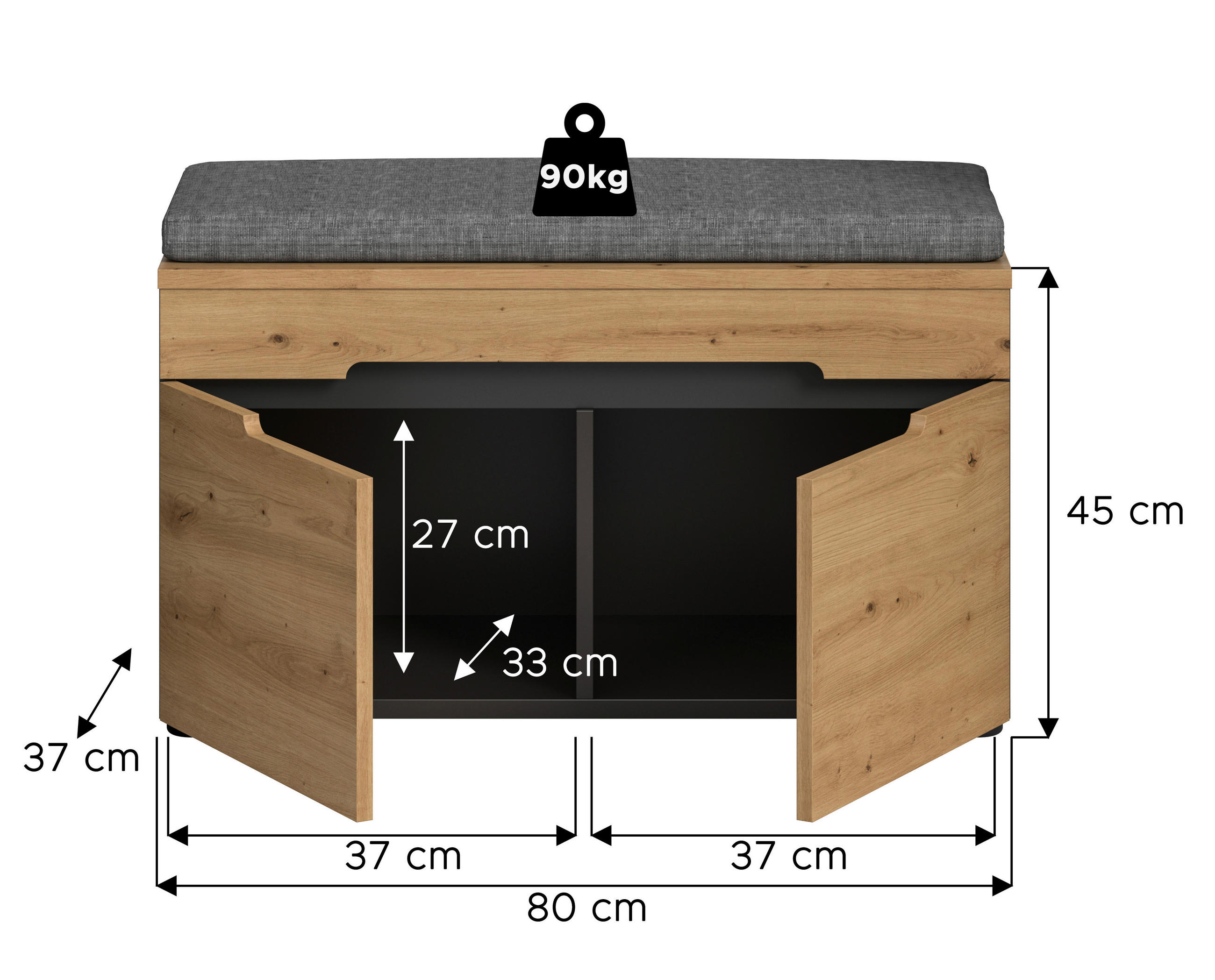 Thumbnail - Sitzbank Canu basaltgrau Nachbildung Artisan Nachbildung B/H/T: ca. 80x45x37 cm