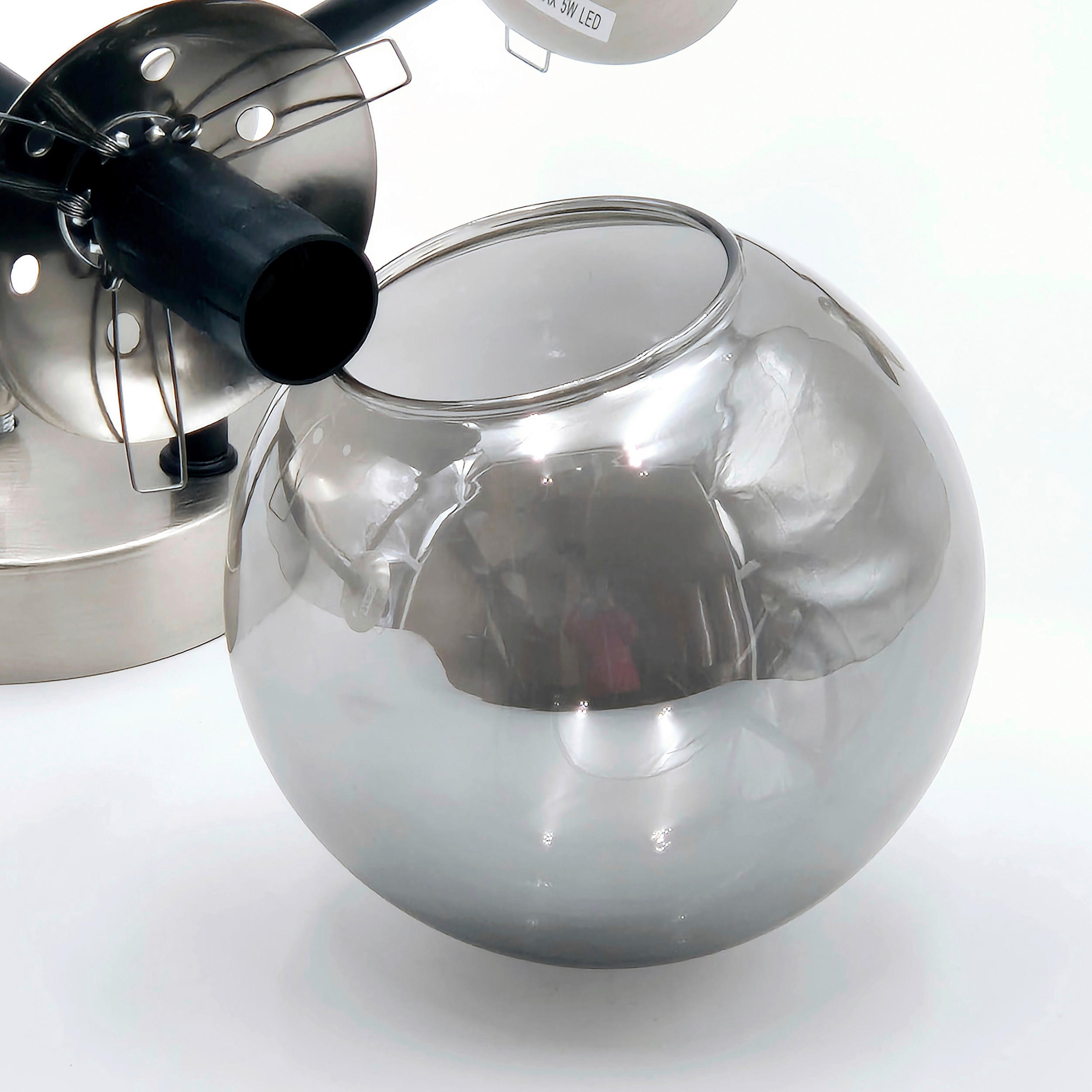 Thumbnail - Lamkur Anbauleuchte Malena Chrom schwarz Glas Stahl B/H/L: ca. 64x20x64 cm E14 6 Brennstellen