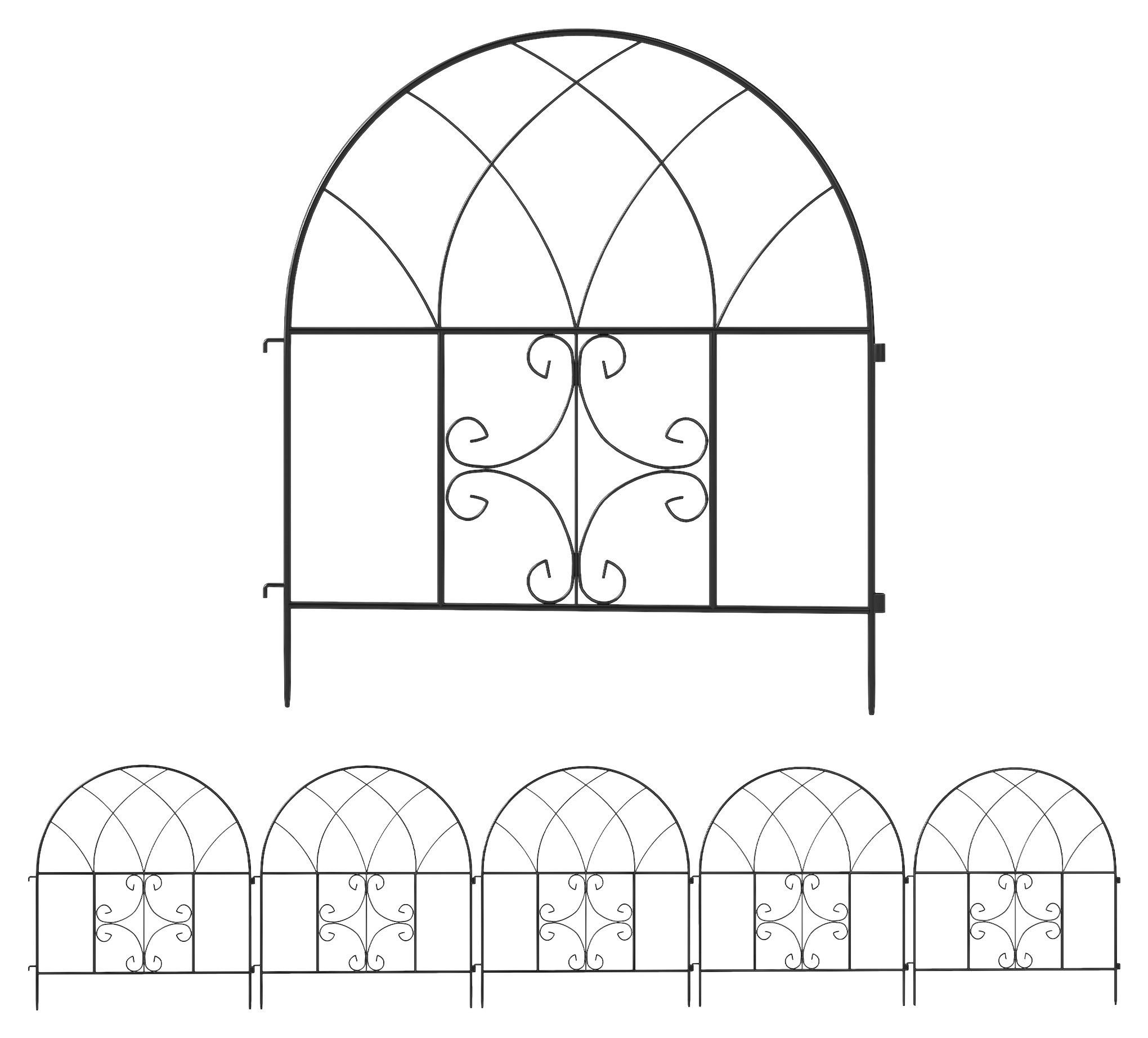 Outsunny Gartenzaun schwarz Stahl B/H/L: ca. 1x70x300 cm