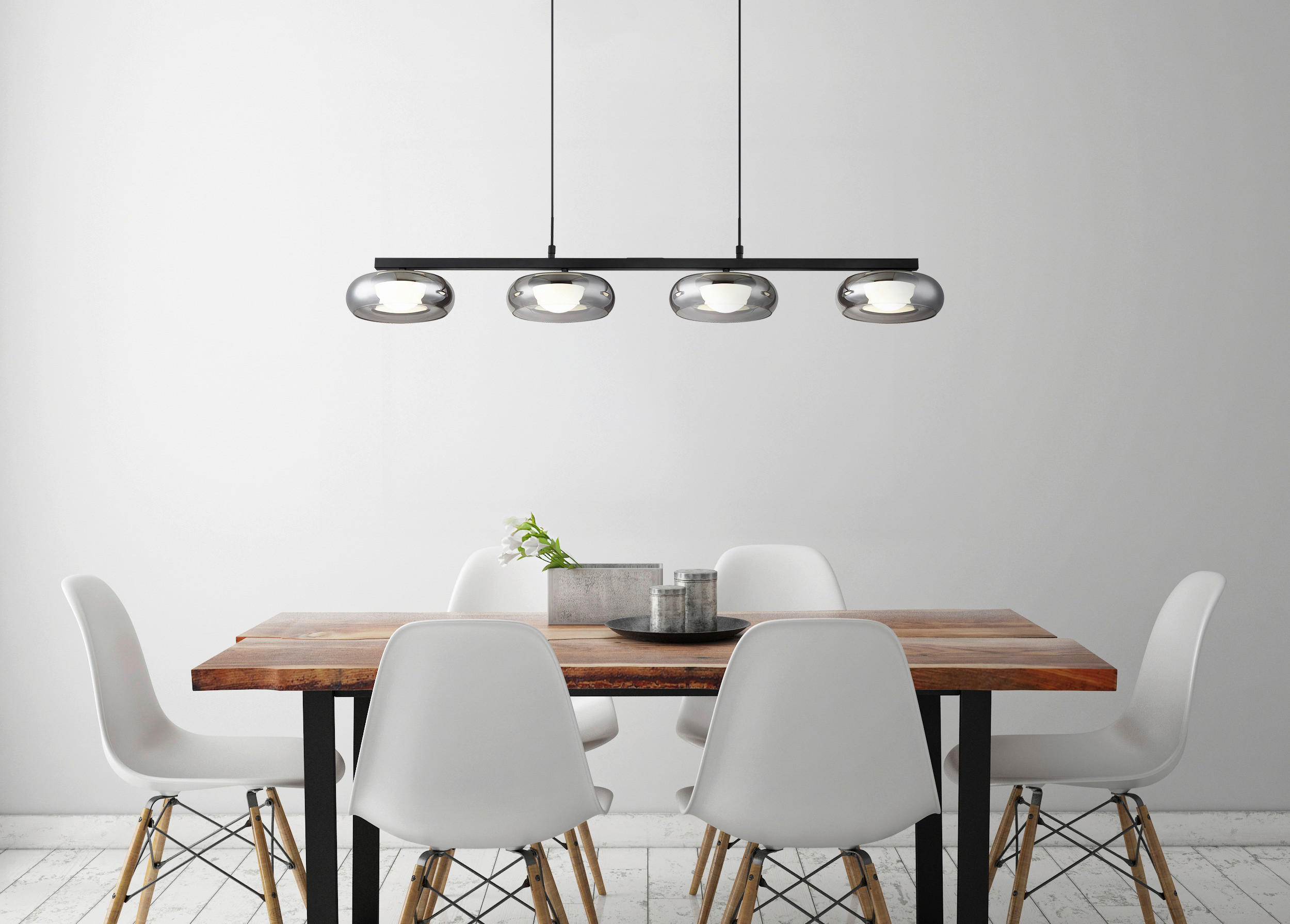 Thumbnail - GLOBO Hängeleuchte Rauch schwarz Glas Metall B/H/L: ca. 26x17x124 cm