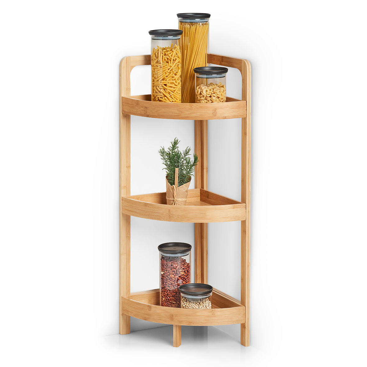 Eckregal natur Bambus B/H/T: ca. 29x85x29 cm