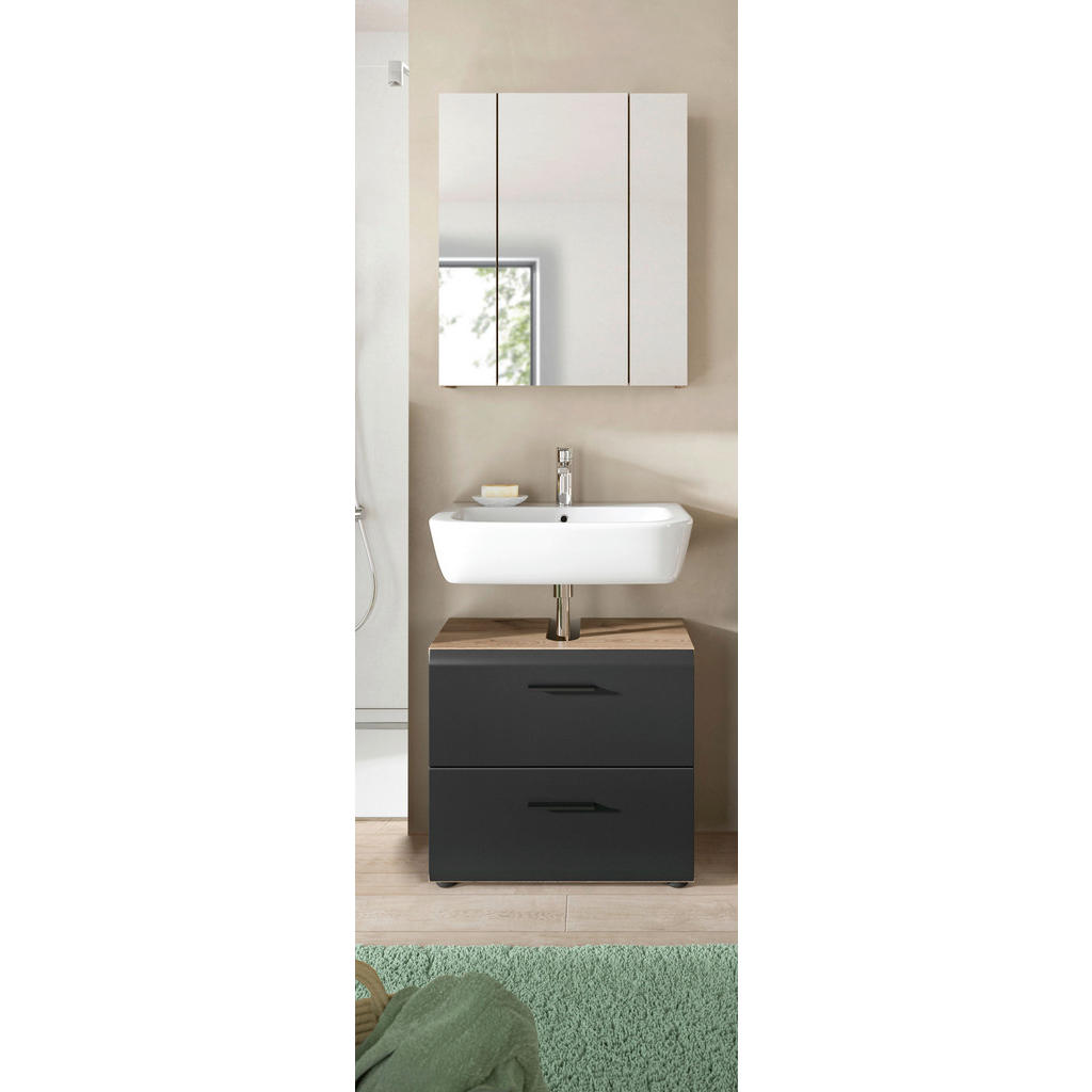Thumbnail - Badezimmer-Set Ice Nox Oak Nachbildung schwarz matt B/H/T: ca. 60x185x30 cm