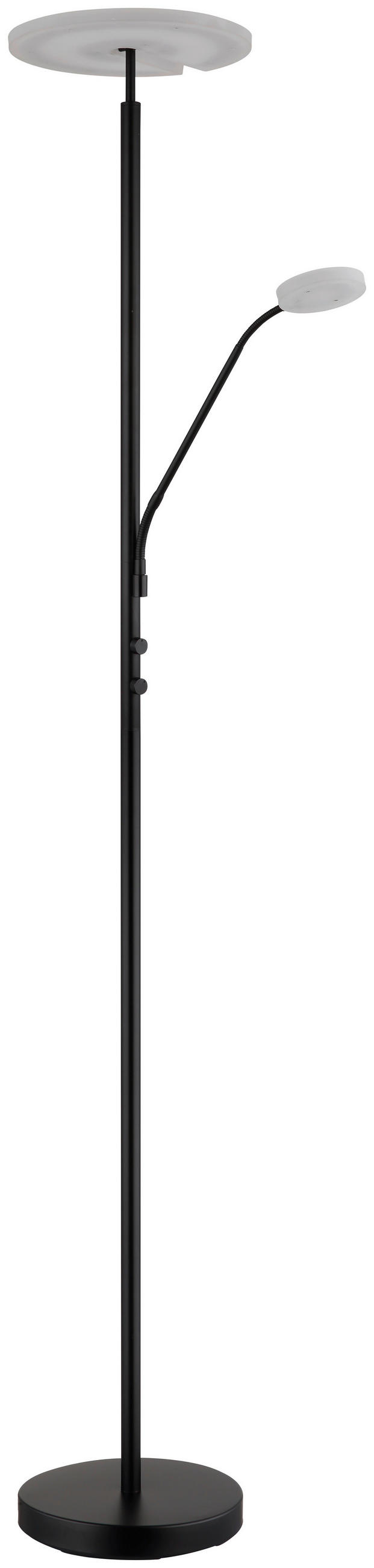 GLOBO Deckenfluter mattschwarz Satiniert Metall Acryl H/D: ca. 180x30 cm 2 Brennstellen