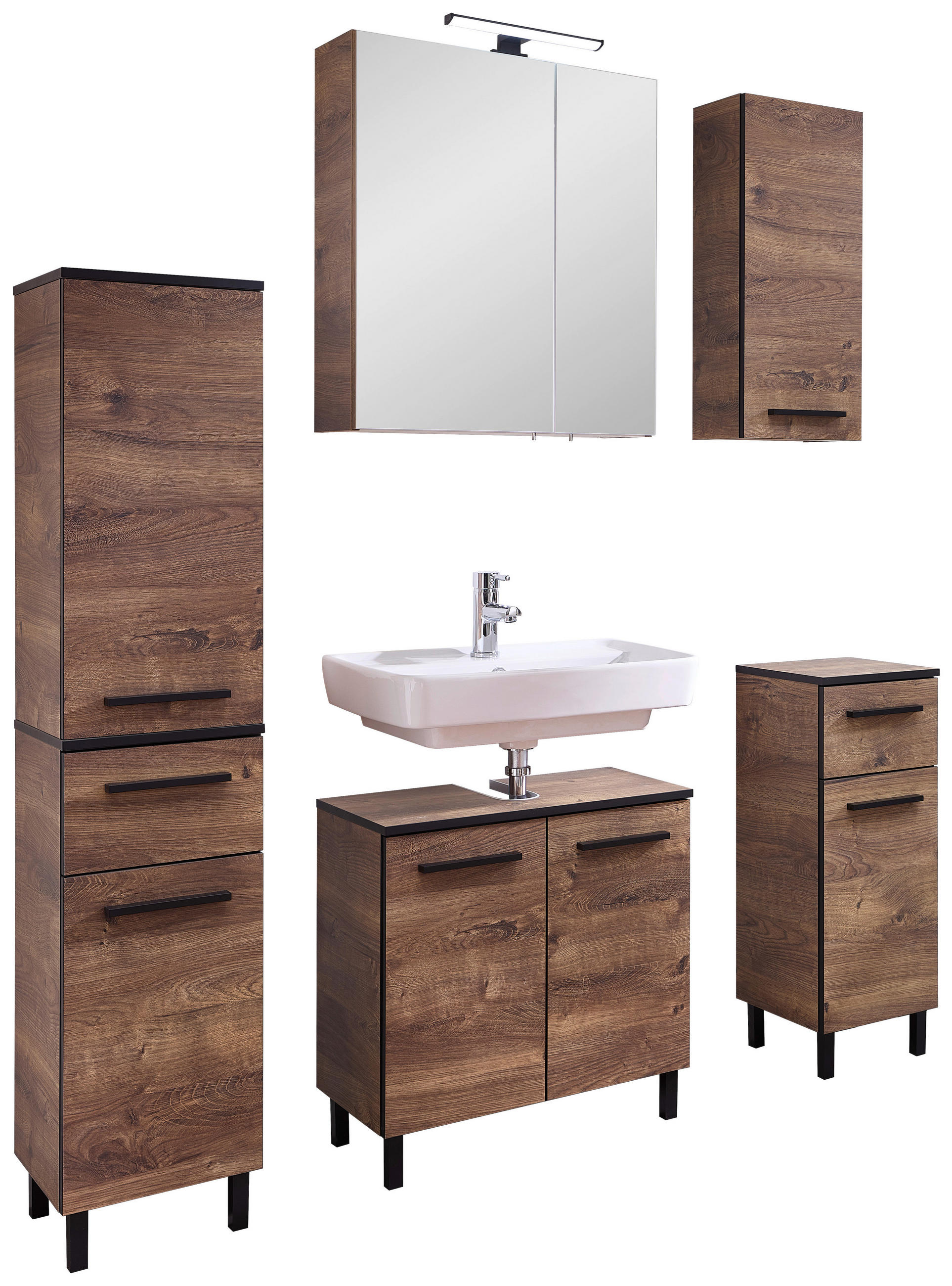 Badezimmer-Set Quickset 374 Eiche Ribeck Nachbildung B/H/T: ca. 120x200x33 cm