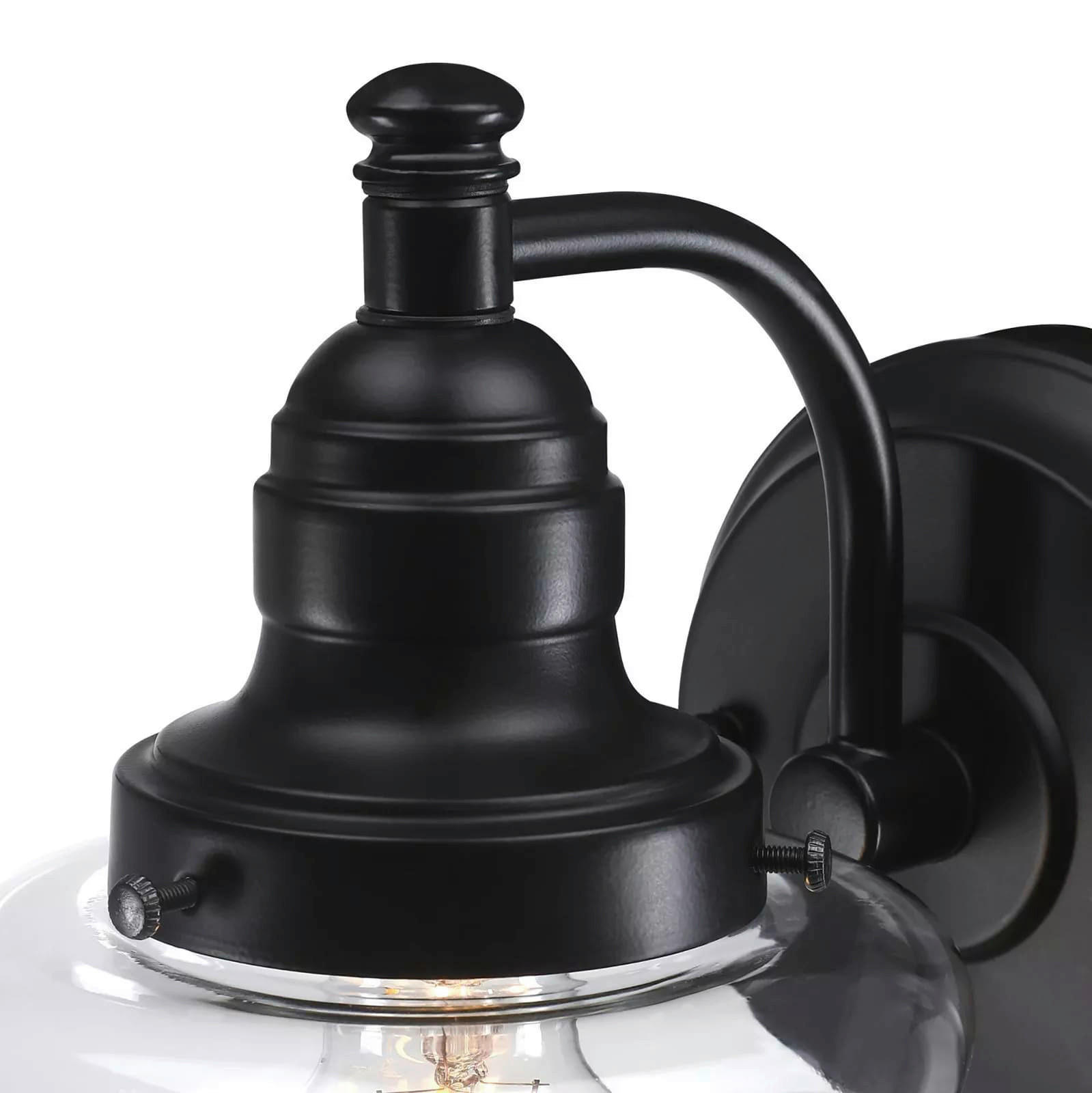 Thumbnail - Westinghouse Außenwandleuchte Eddystone mattschwarz Glas Metall B/H/L: ca. 15x21x22 cm E27 1 Brennstellen