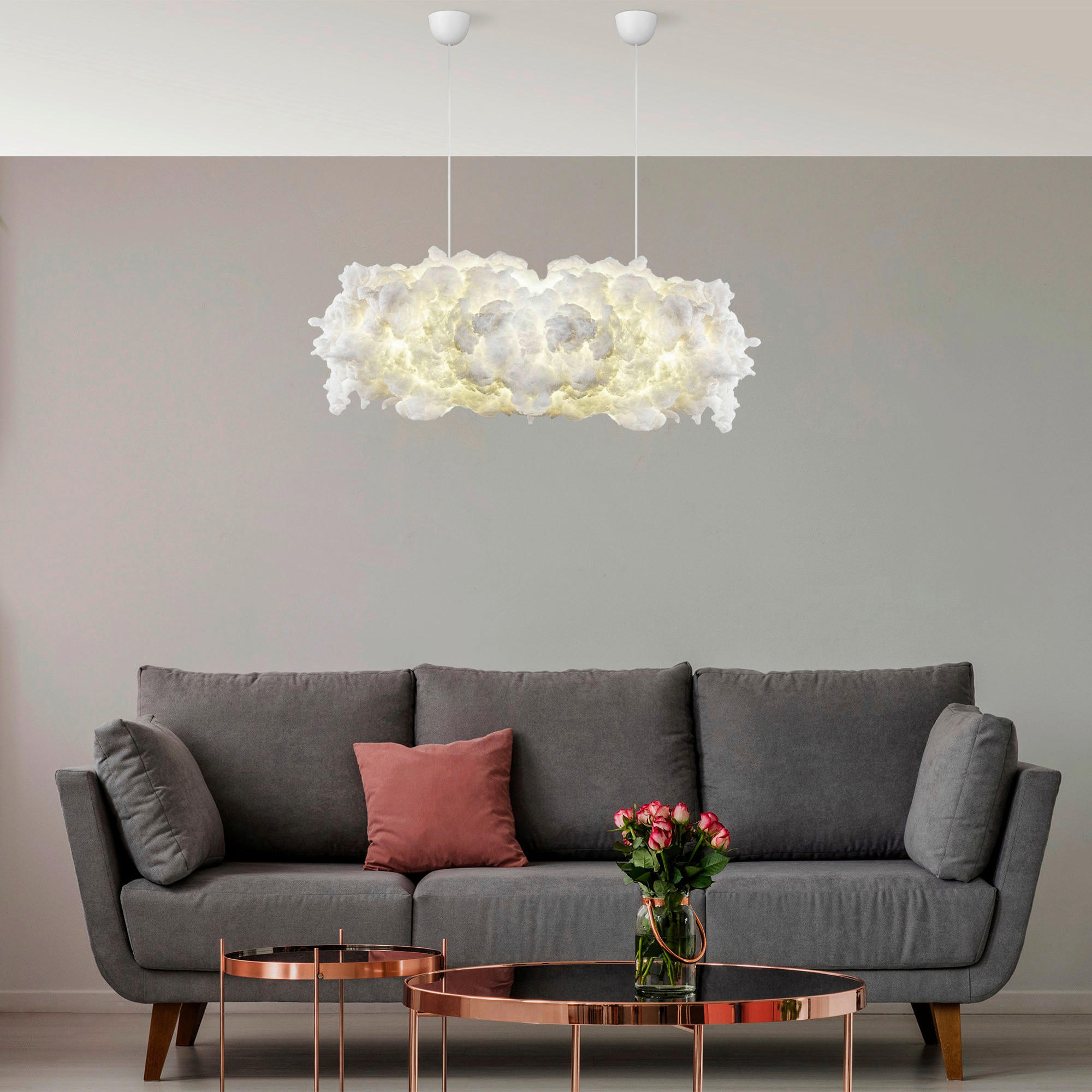 Thumbnail - Opviq Pendelleuchte Serene weiß B/H/T/L: ca. 90x80x45x90 cm E27 1 Brennstellen