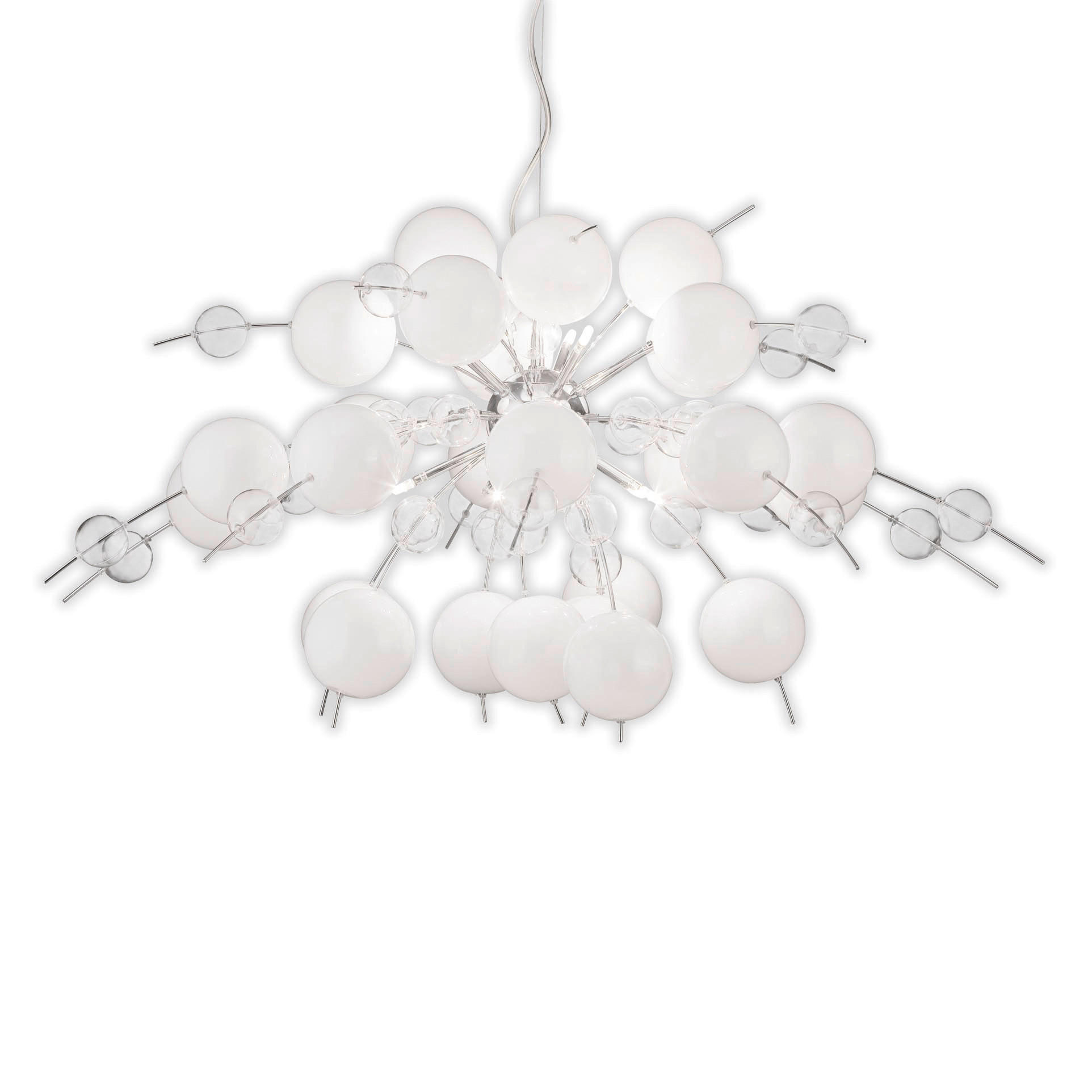 Thumbnail - Näve Leuchten Pendelleuchte weiß Glas Metall B/H/T/D: ca. 98x187x98x98 cm G9 10 Brennstellen