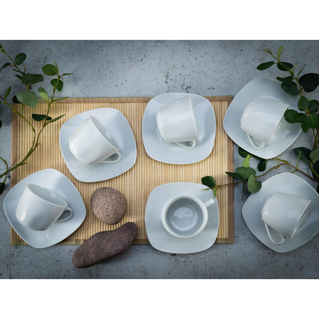 Thumbnail - CreaTable Kaffeetassenset Square weiß Porzellan 12 tlg.