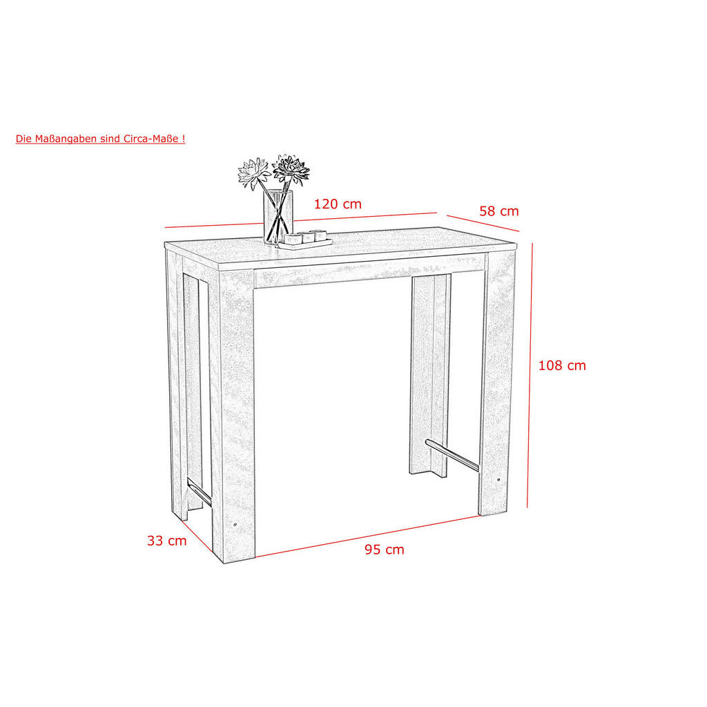 Thumbnail - Bartisch Frieda II Eiche Old Wood Nachbildung Holzwerkstoff B/H/T: ca. 120x108x58 cm