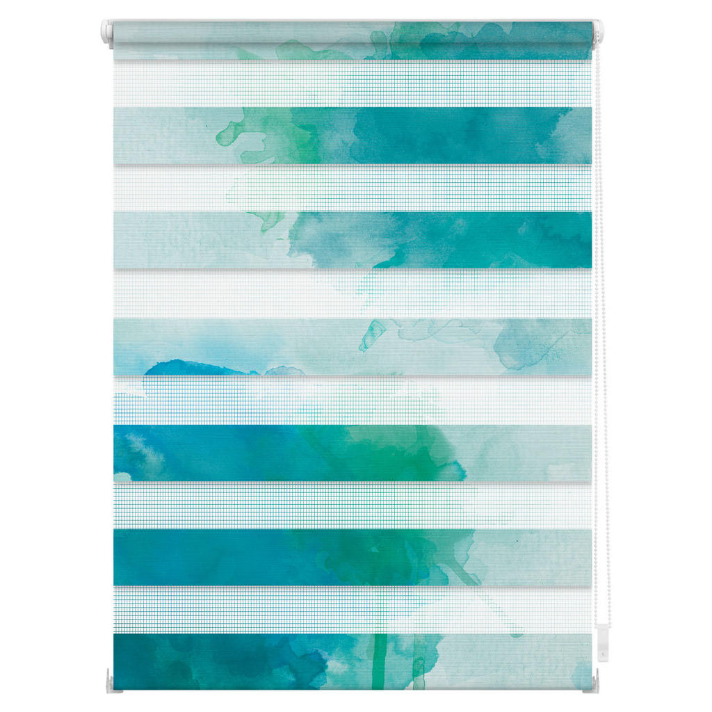 Thumbnail - LICHTBLICK Doppelrollo Duo Aquarell blau B/L: ca. 80x150 cm