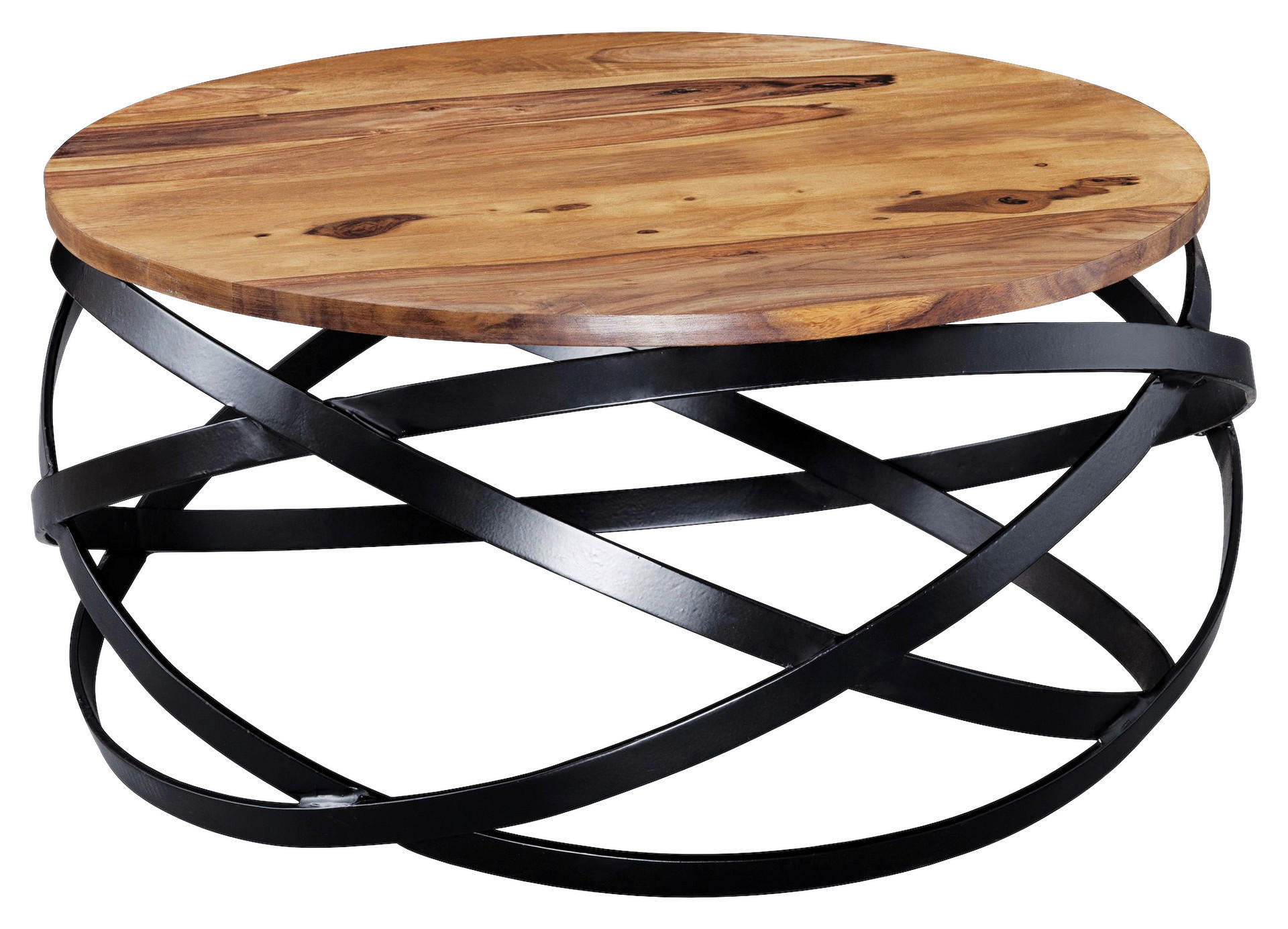 Wohnling Couchtisch natur schwarz Echtholz Eisen B/H/T: ca. 60x30x60 cm