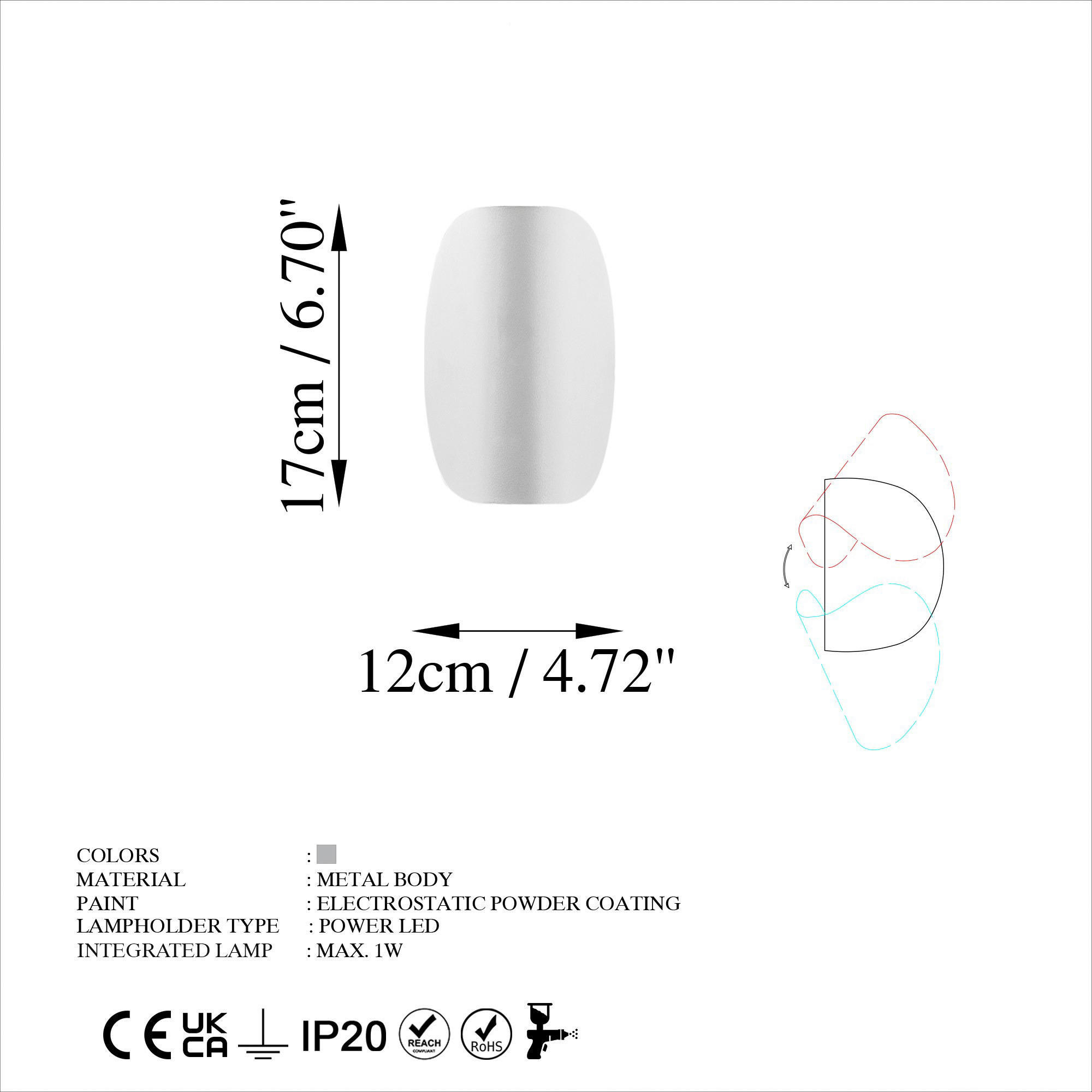 Thumbnail - Opviq Wandleuchte 119FRS1144 Chrom Metall B/H/L: ca. 13x12x17 cm 1 Brennstellen