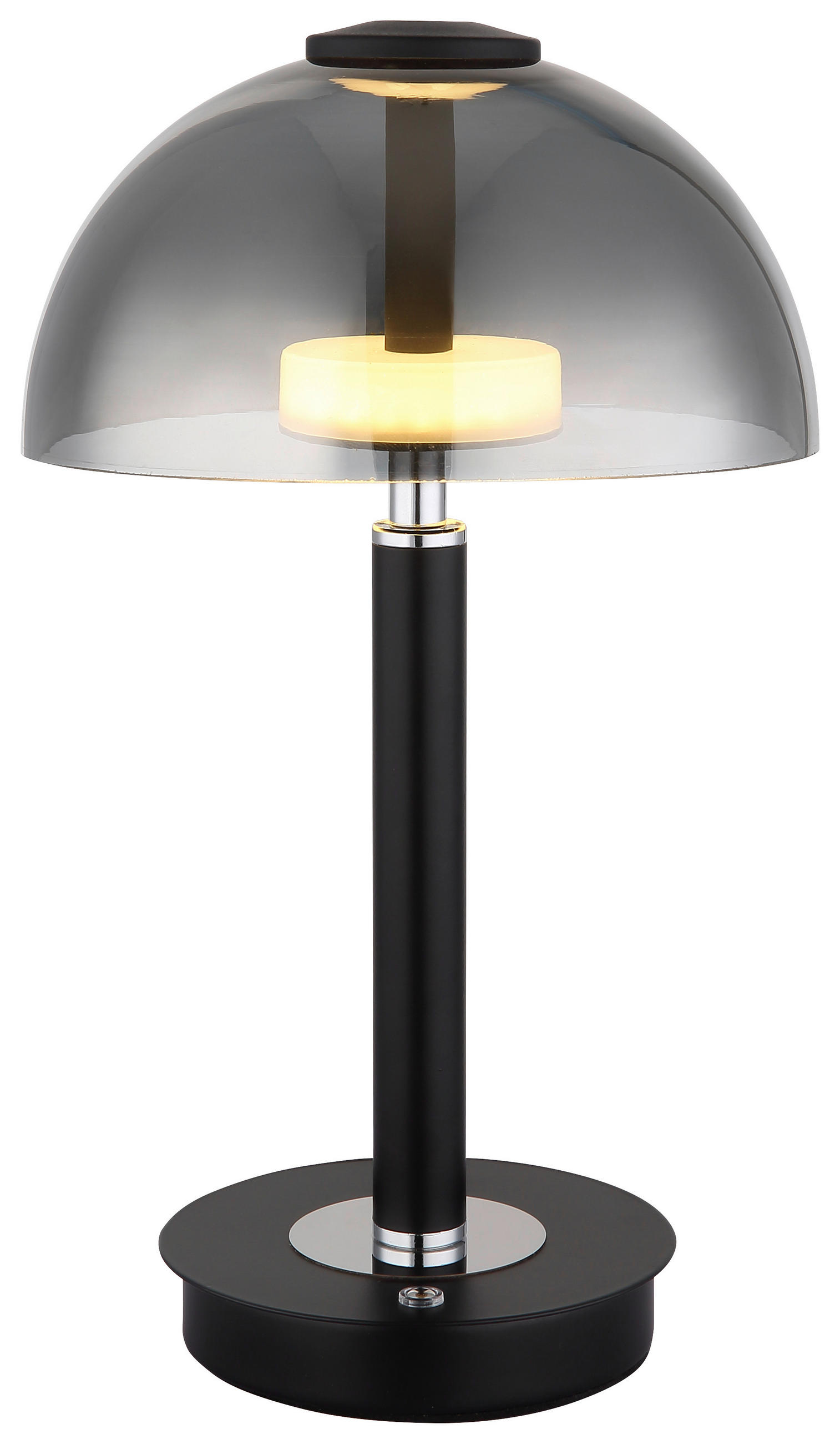 GLOBO LED-Tischleuchte mattschwarz Chrom Rauch Kunststoff Glas Metall H/D: ca. 31,5x18 cm 1 Brennstellen