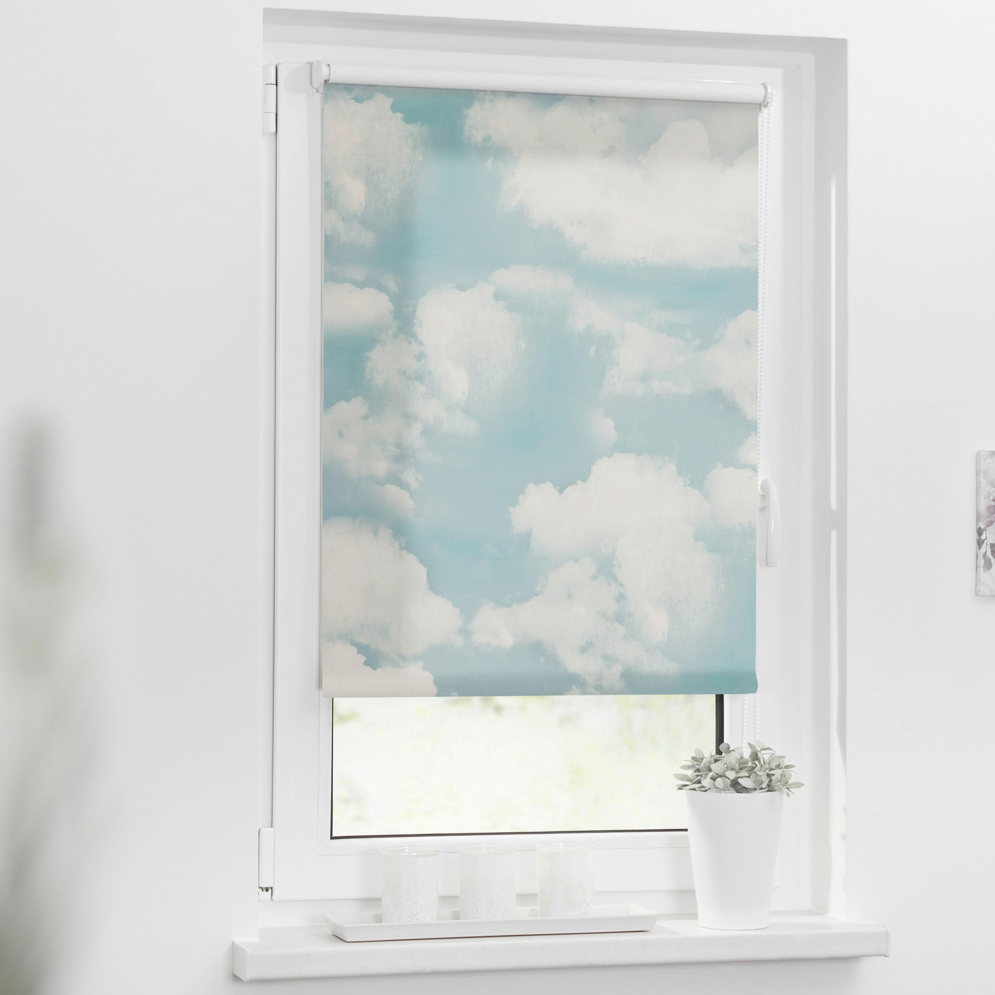 LICHTBLICK Verdunkelungsrollo Wolken blau B/L: ca. 60x150 cm