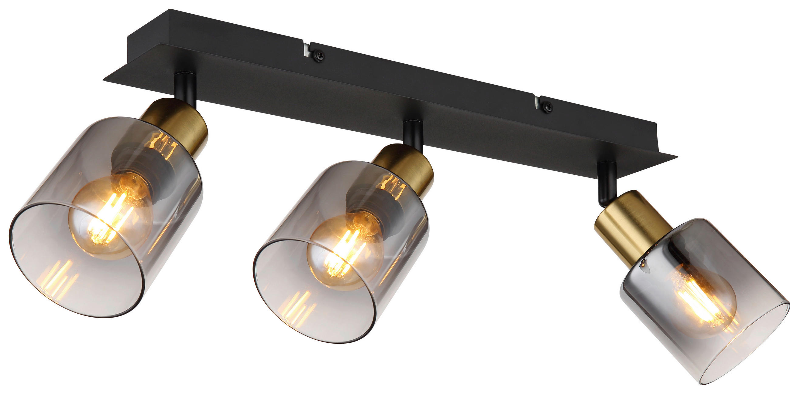 GLOBO Spot Hollsy schwarz Rauch Metall Glas B/H/L: ca. 8x18x40 cm E14 3 Brennstellen