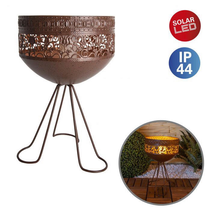 Thumbnail - LED-Solarleuchte mit Standfuß NV5276520 braun Metall B/H/L: ca. 22x35x22 cm