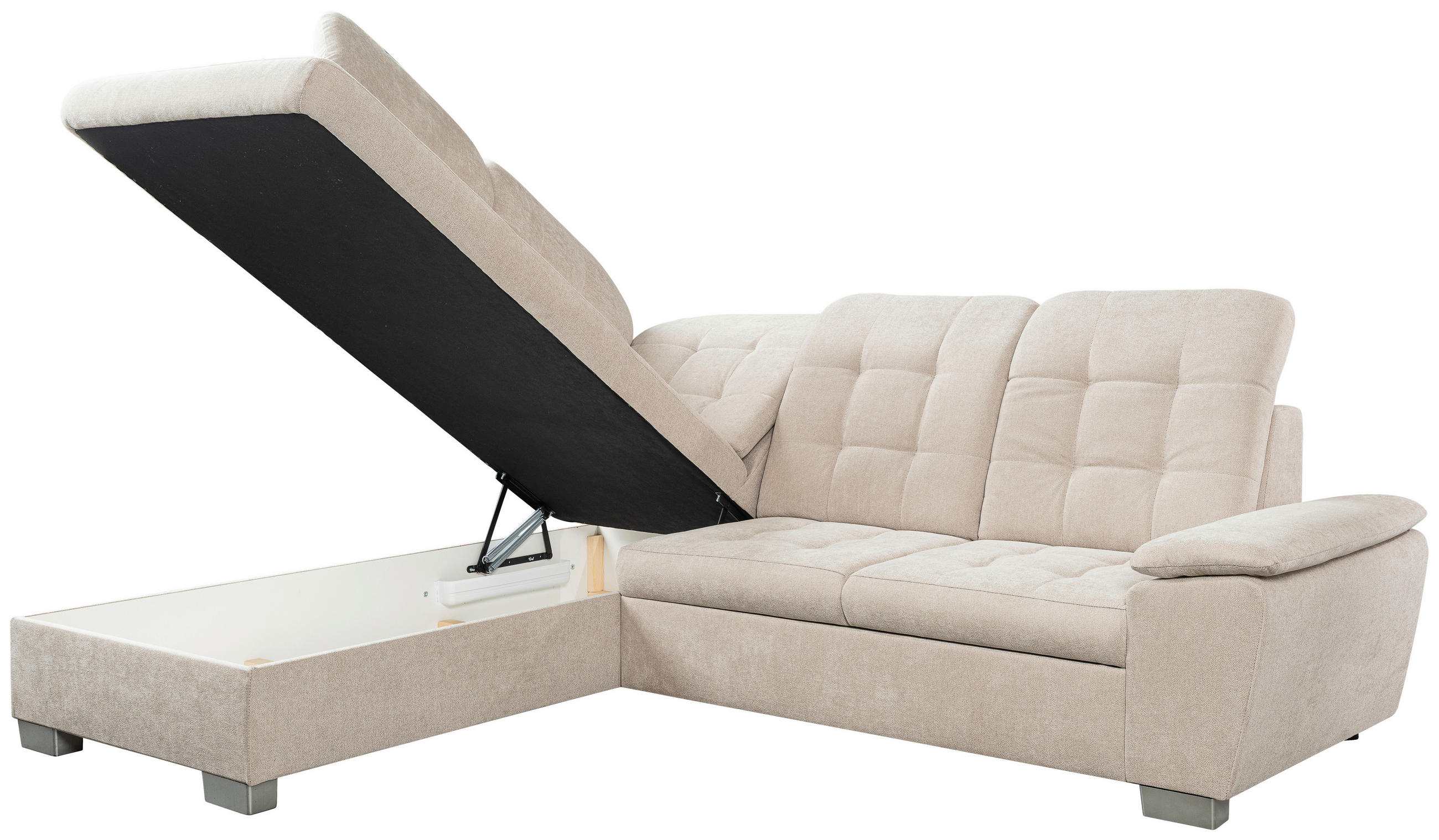 Thumbnail - Ecksofa mit Bettfunktion und Bettkasten pearl Microfaser B/H/T: ca. 260x107x214 cm