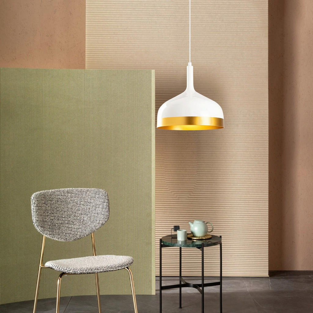 Thumbnail - Opviq Pendelleuchte Saglam-3724 weiß gold B/H/T/L/D: ca. 30x128x30x30x30 cm E27 1 Brennstellen