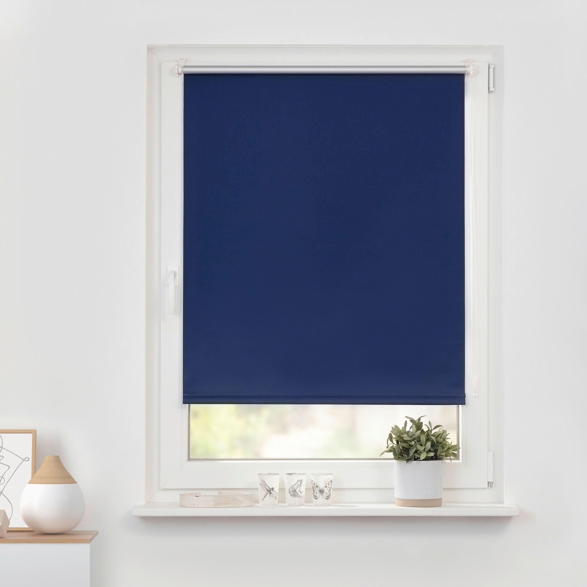 LICHTBLICK Thermo Klebe-/Klemmrollo Verdunklungsqualität blau B/L: ca. 45x150 cm